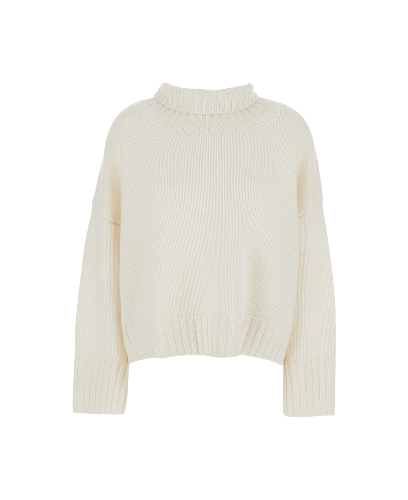 Goat 
girlfriend
 White Turtleneck Sweater With Ribbed Trims In Cashmere Woman - White