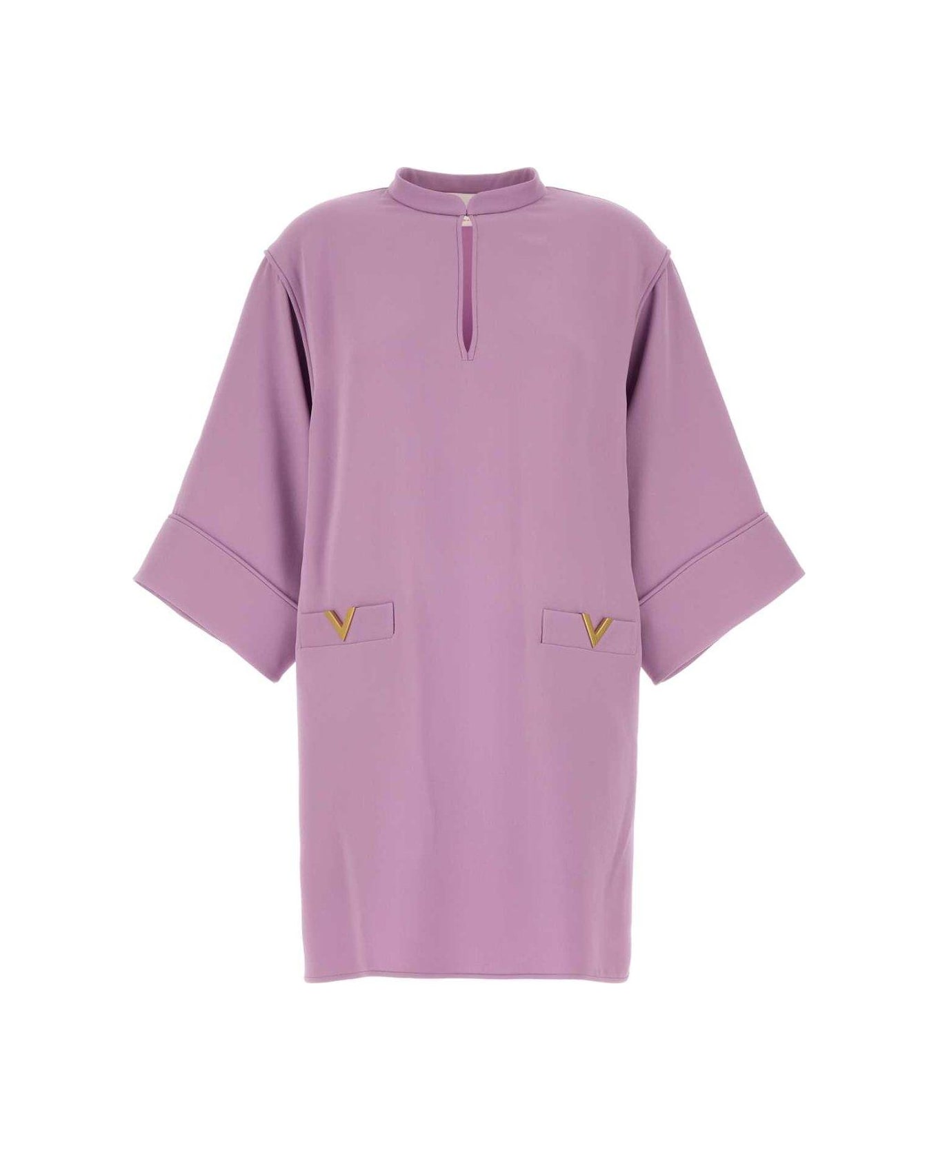 Valentino V-detailed Mini Dress - Lilac