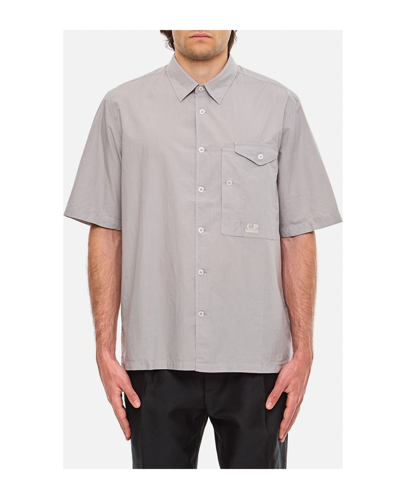 C.P. Company Popeline Short Sleeved Shirt - Grey
