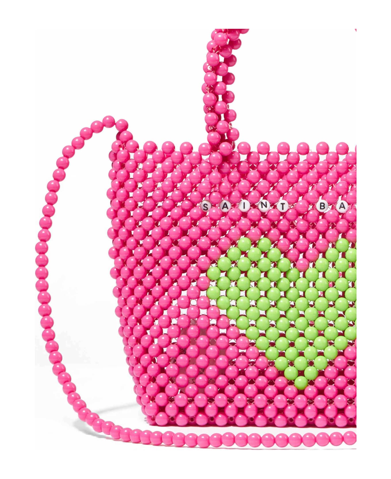 MC2 Saint Barth Beaded Pink Handbag With Green Heart - PINK トートバッグ