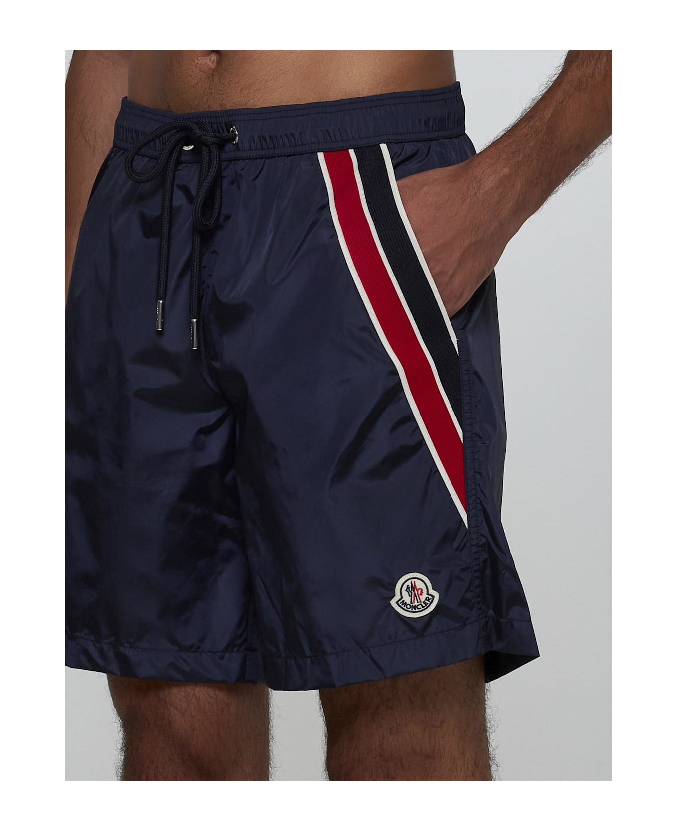 Moncler Logo Swim Shorts - Blu