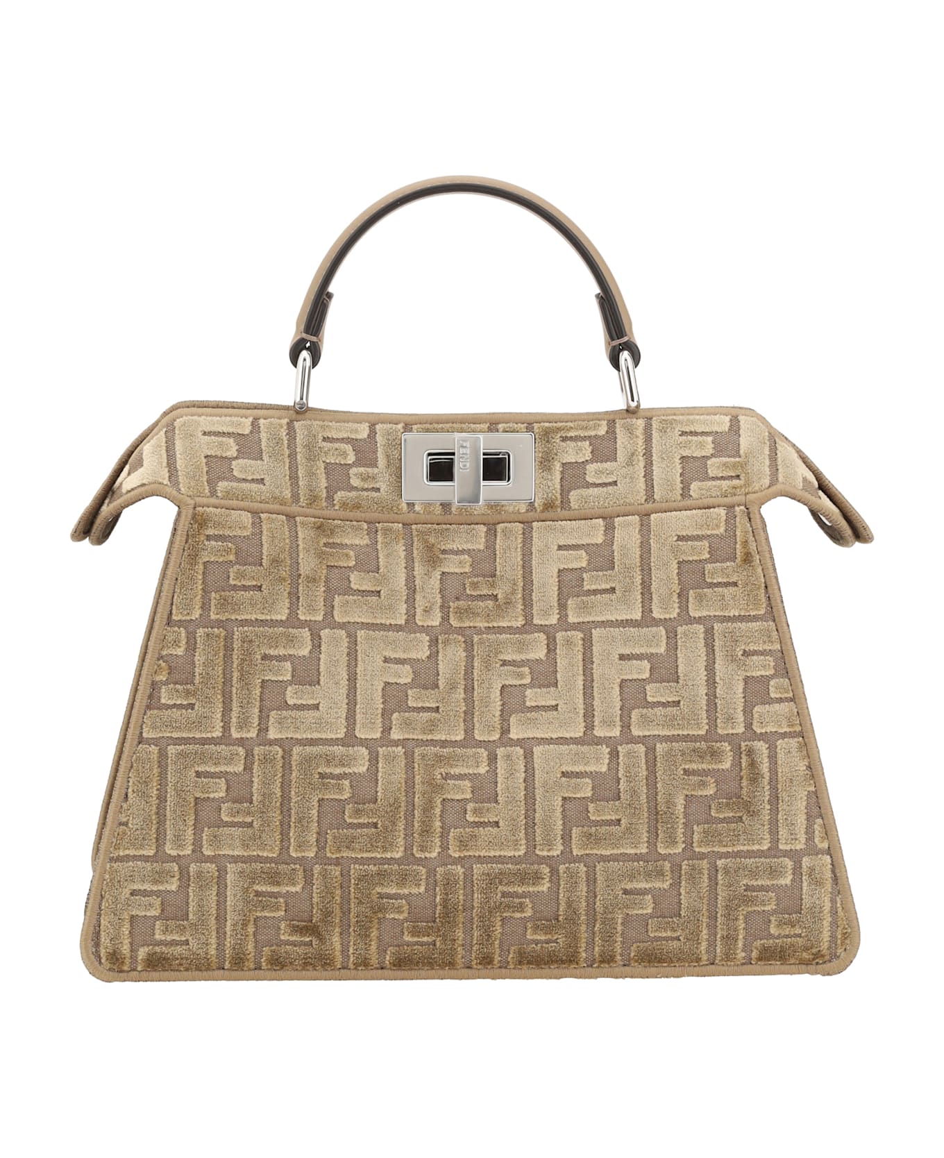 Fendi Velvet Handbag - Cappuccino+palladio