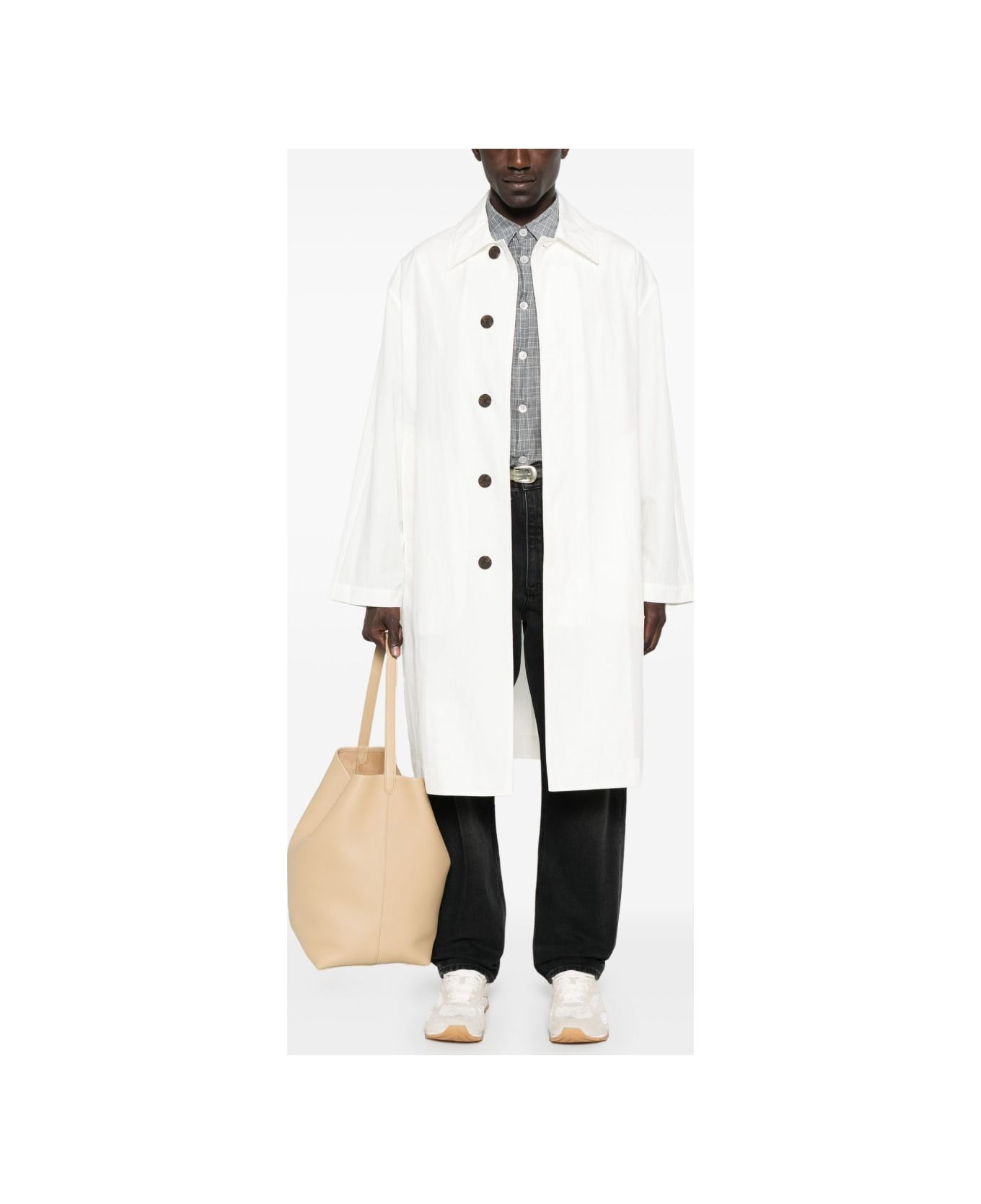 Studio Nicholson Nylon And Cotton Blend Coat - White