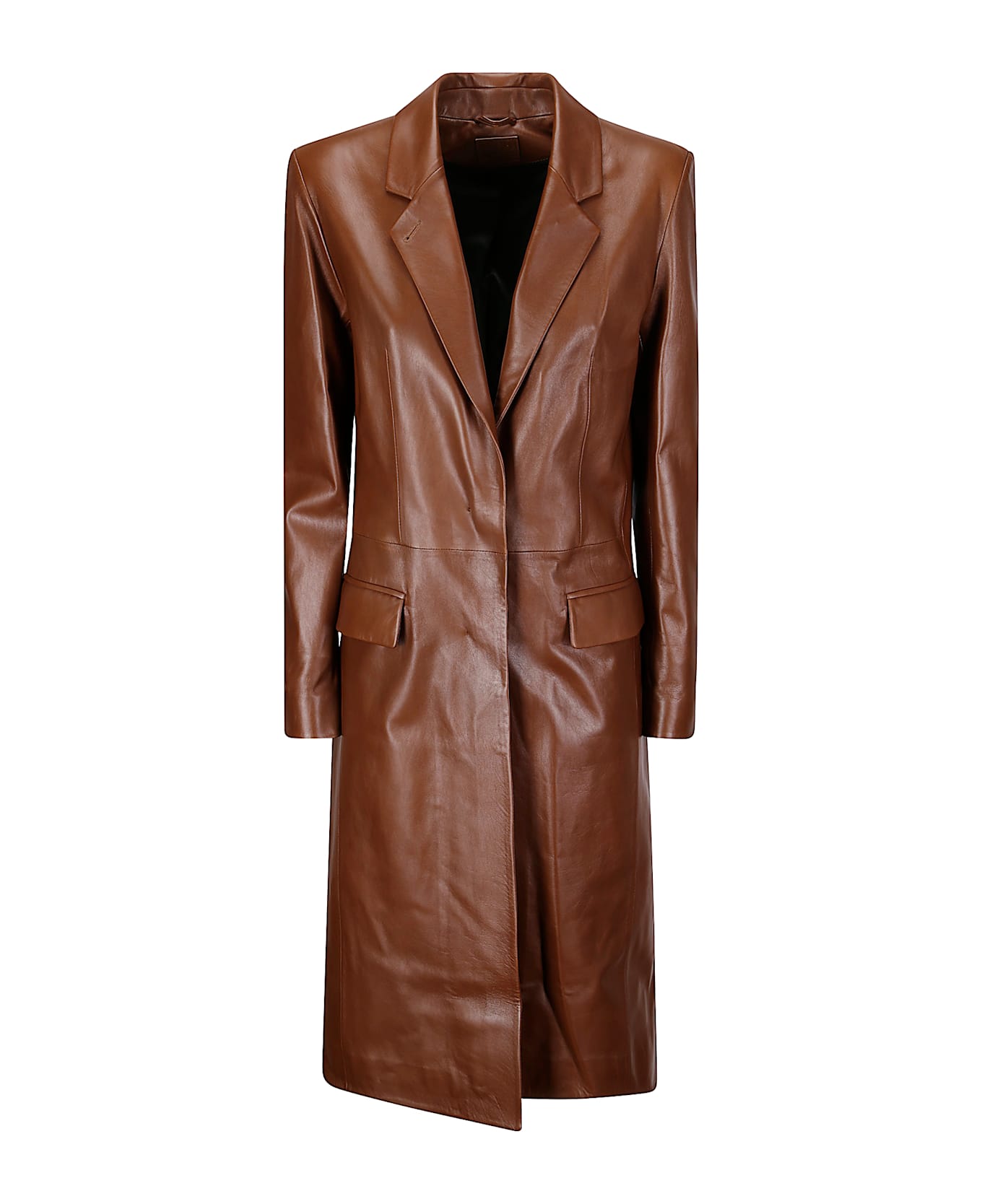 Desa 1972 Leather Redingote Coat - Eagle Brown