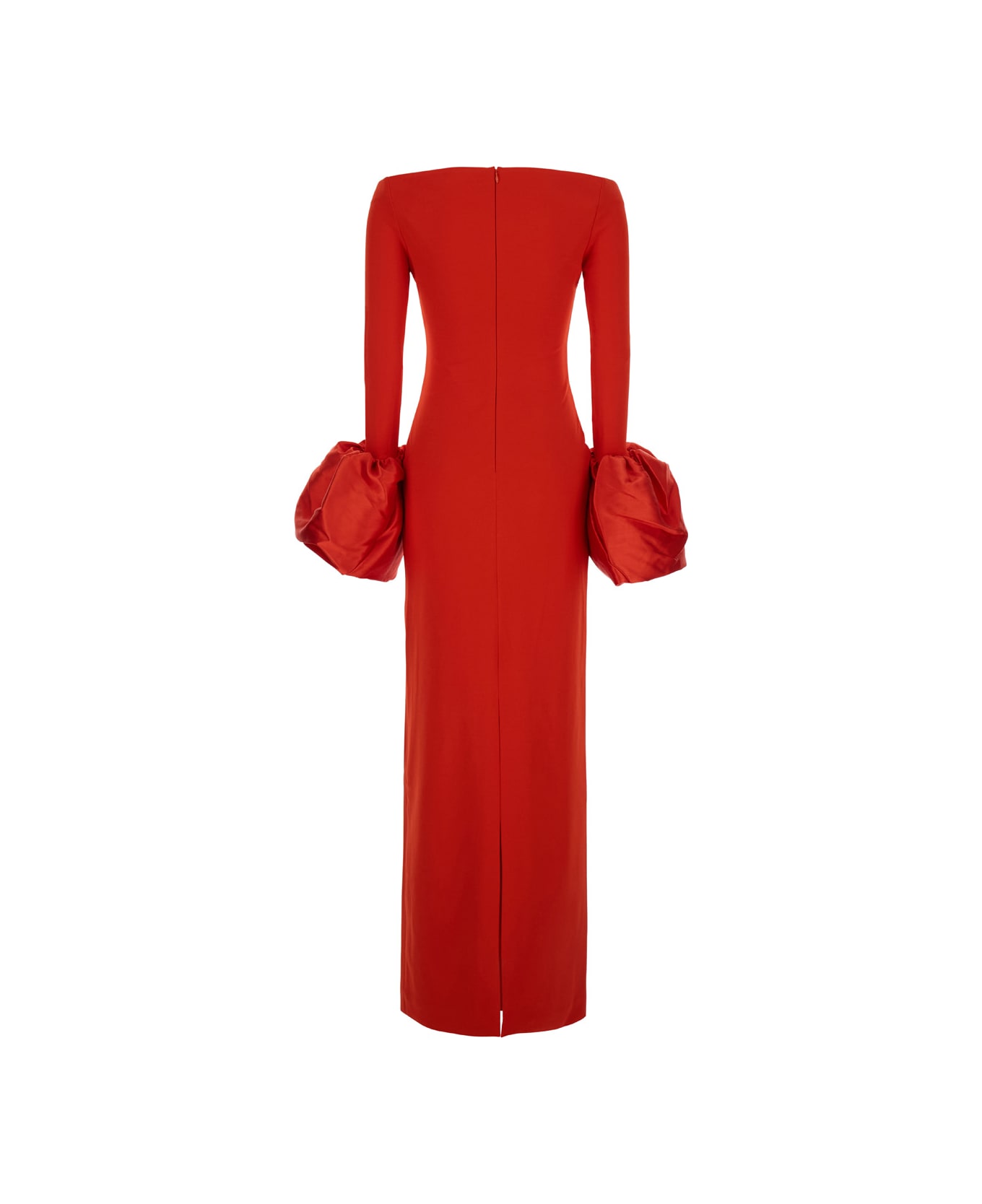 Solace London 
talia
 Maxi Red Dress With Oversized Cuffs In Crepe Woman - Red