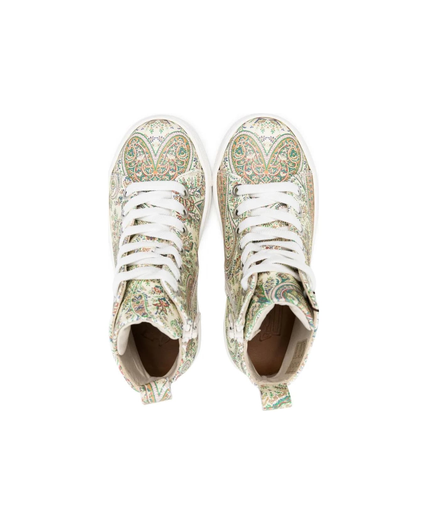 Etro High Sneakers With Multicolored Paisley Motif - Multicolour