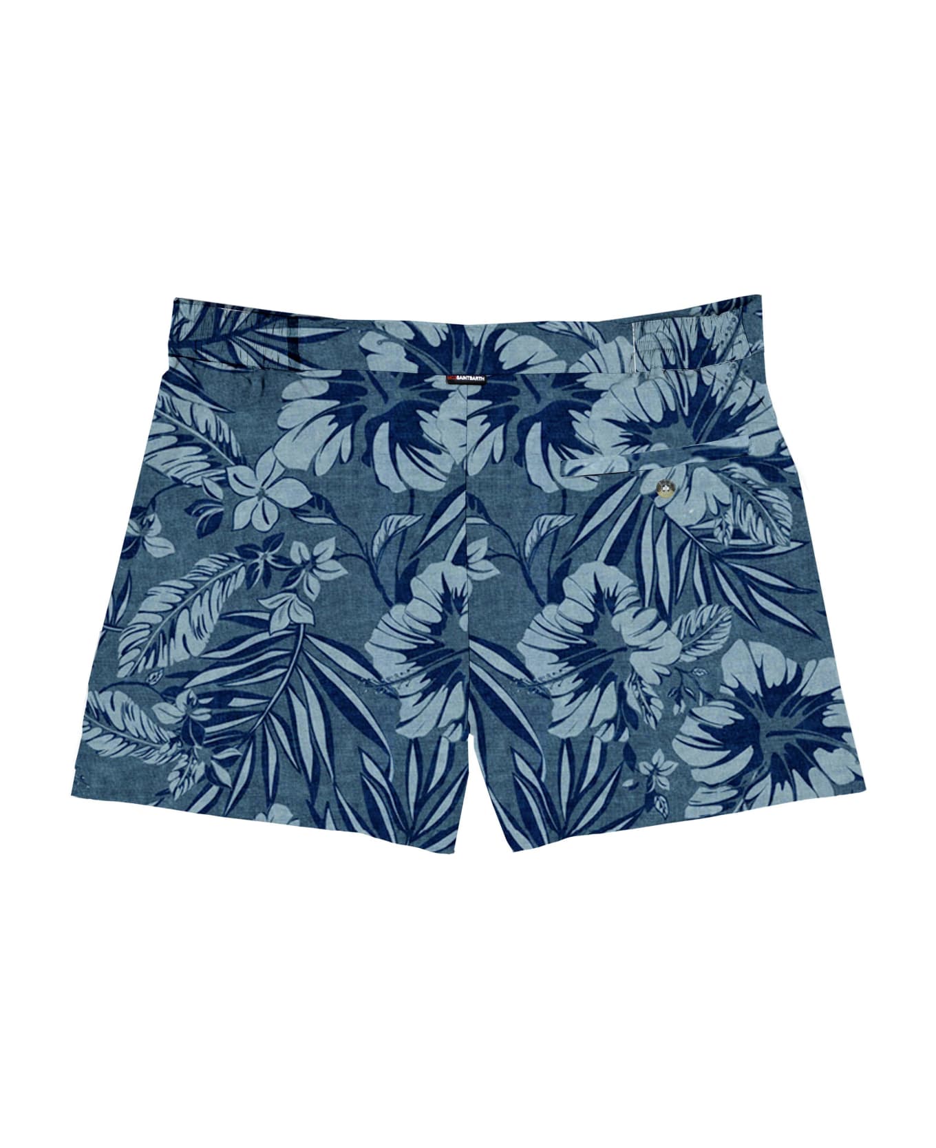 MC2 Saint Barth Man Swim Shorts With Tropical Print - BLUE スイムトランクス