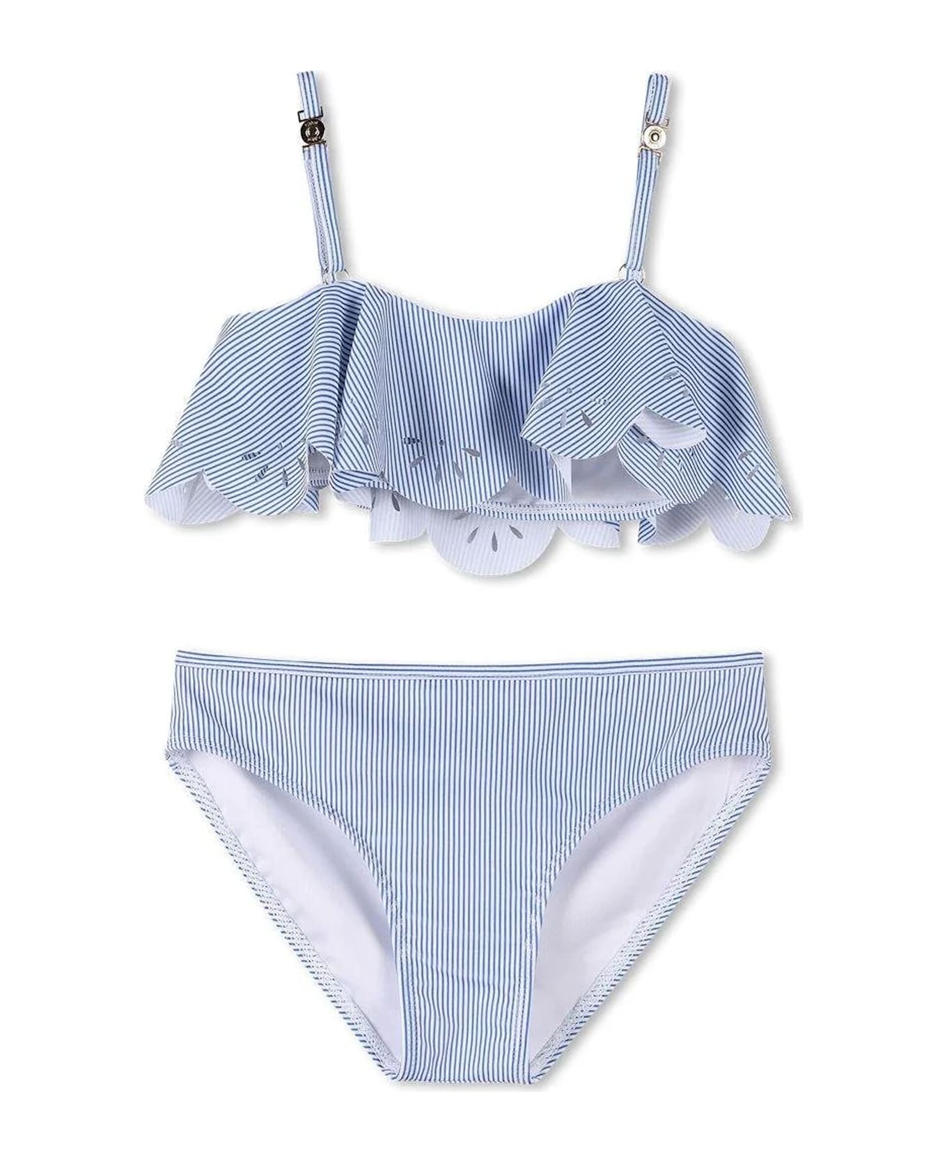 Chloé Blue Bikini For Girl With Logo - Blue