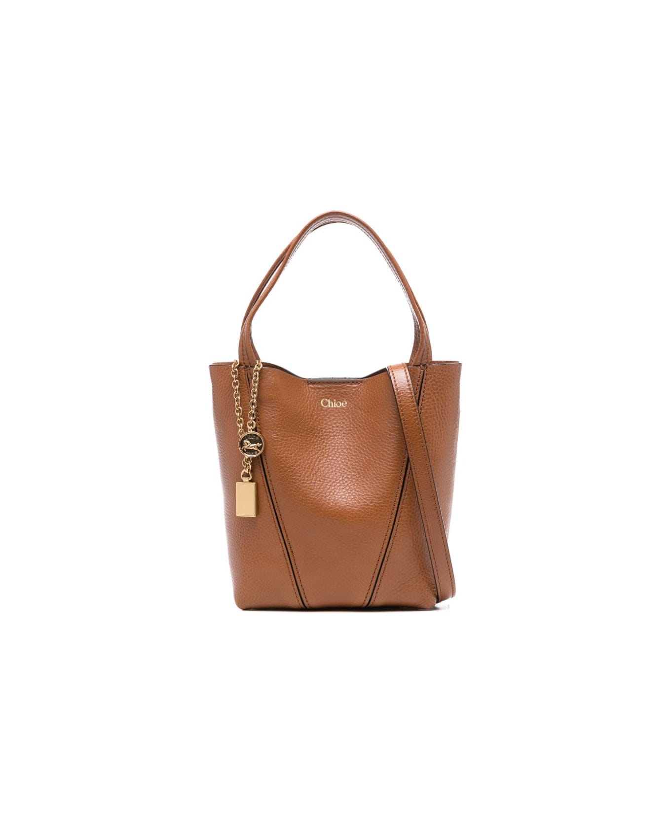 Chloé Spin Small Leather Tote - Leather Brown