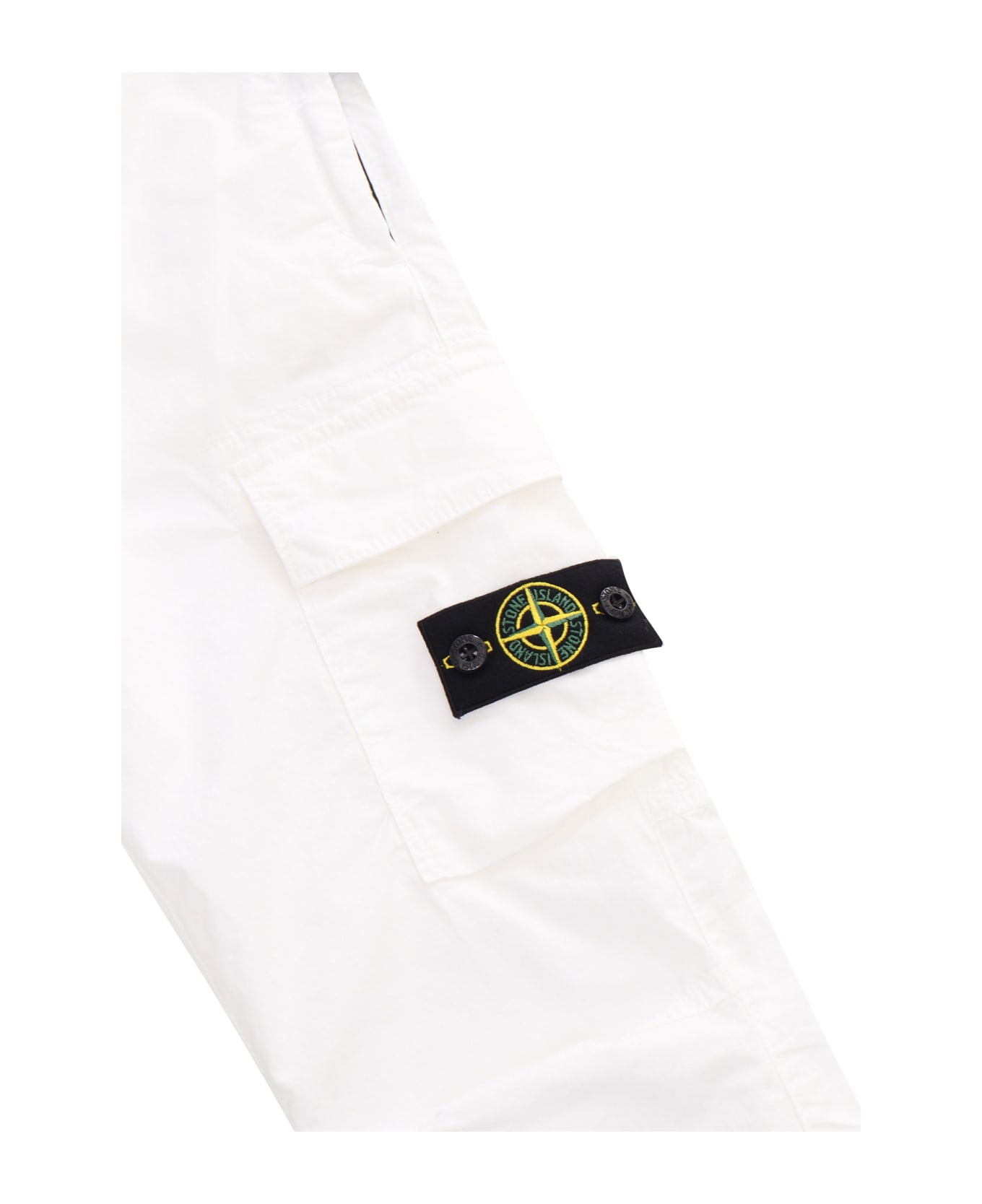 Stone Island Junior White Trousers With Pockets - WHITE