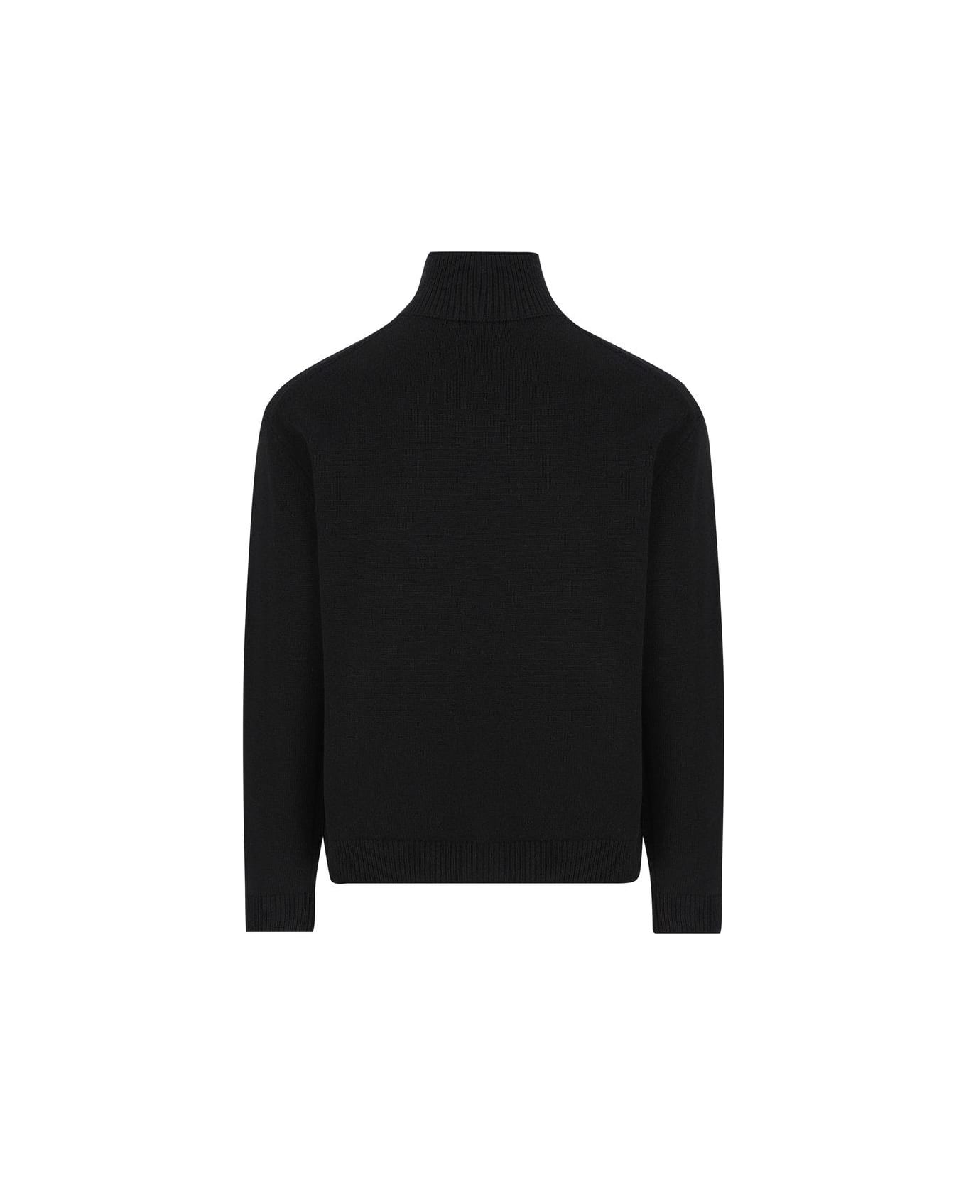 Maison Kitsuné Fox Head Intarsia-knit Turtleneck Jumper - Nero