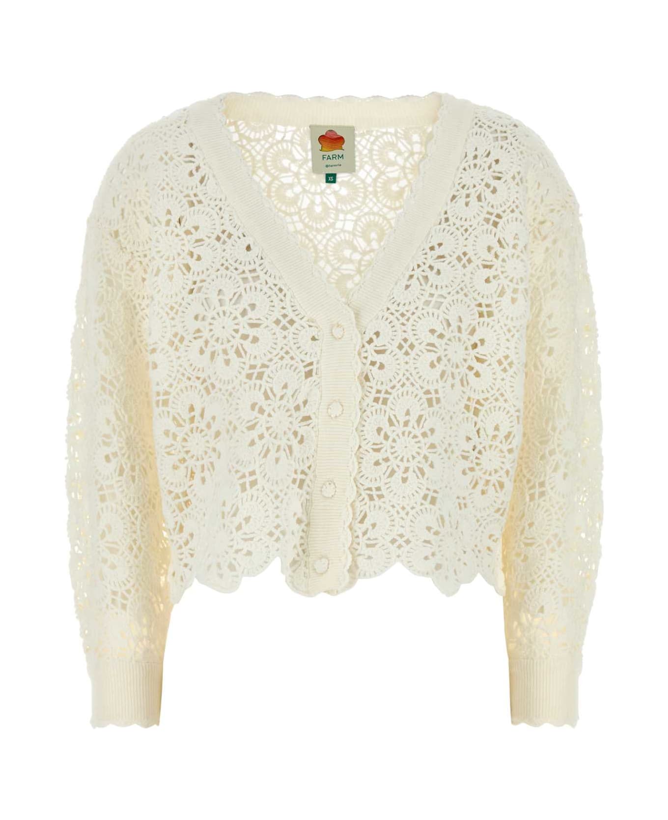 Farm Rio White Crochet Cardigan - OFFWHITE