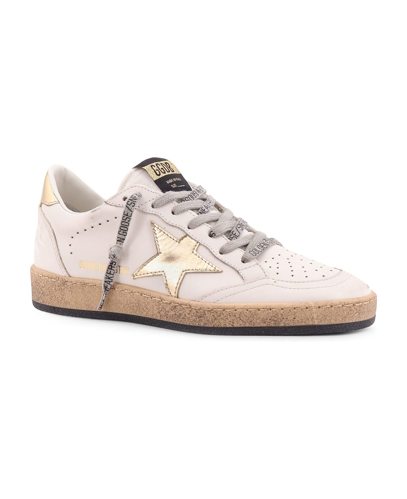 Golden Goose Ball Star Low-top Leather Sneakers With Used Effect - Golden