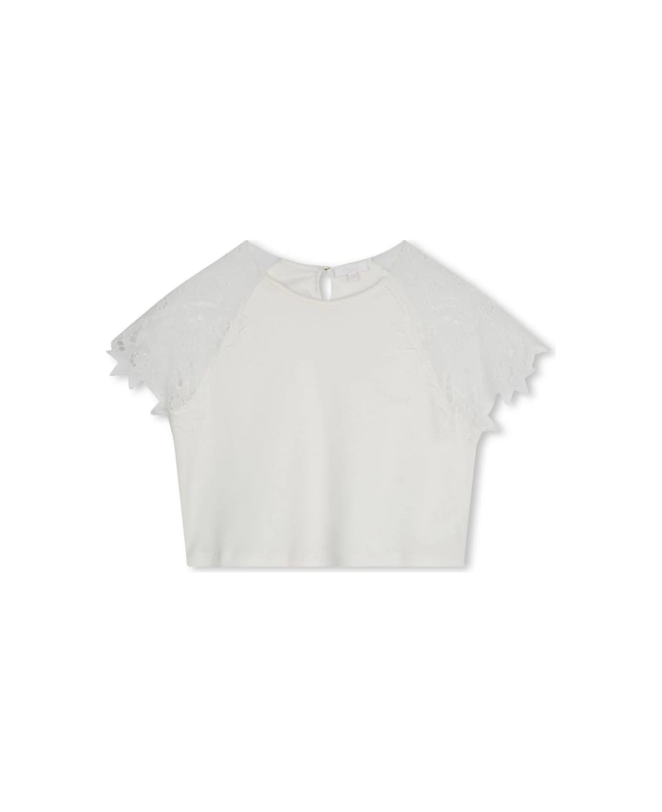 Chloé White Top With Guipure Lace - White
