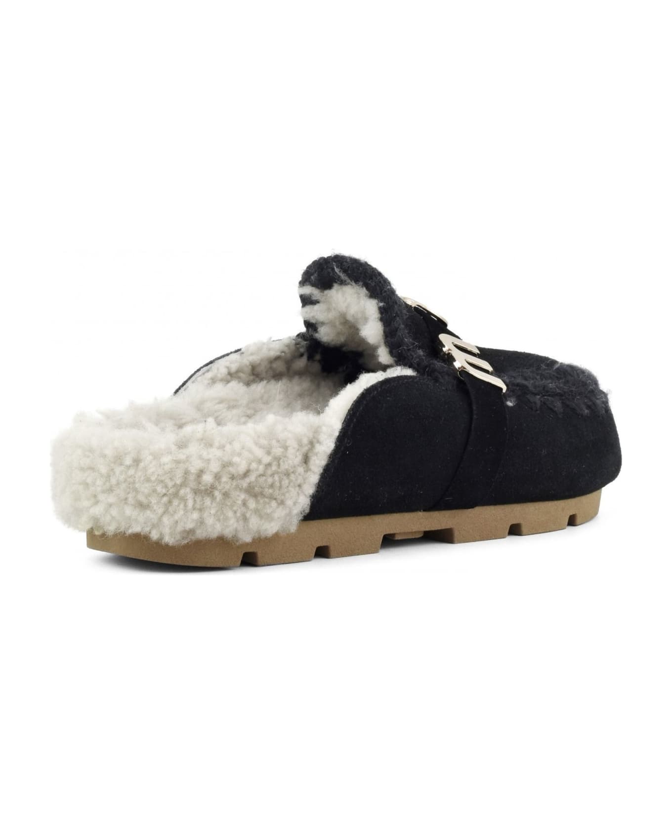 Mou Winter Bio Slide Big Letter Logo - Black