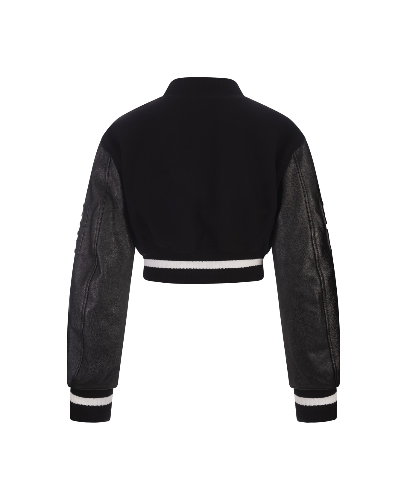Givenchy Black Givenchy Short Bomber Jacket In Wool And Leather - Black