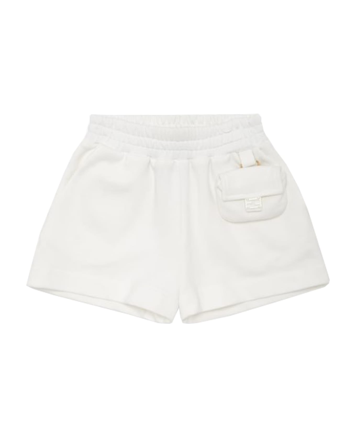 Fendi Junior Shorts In White Sweatshirt - White ボトムス