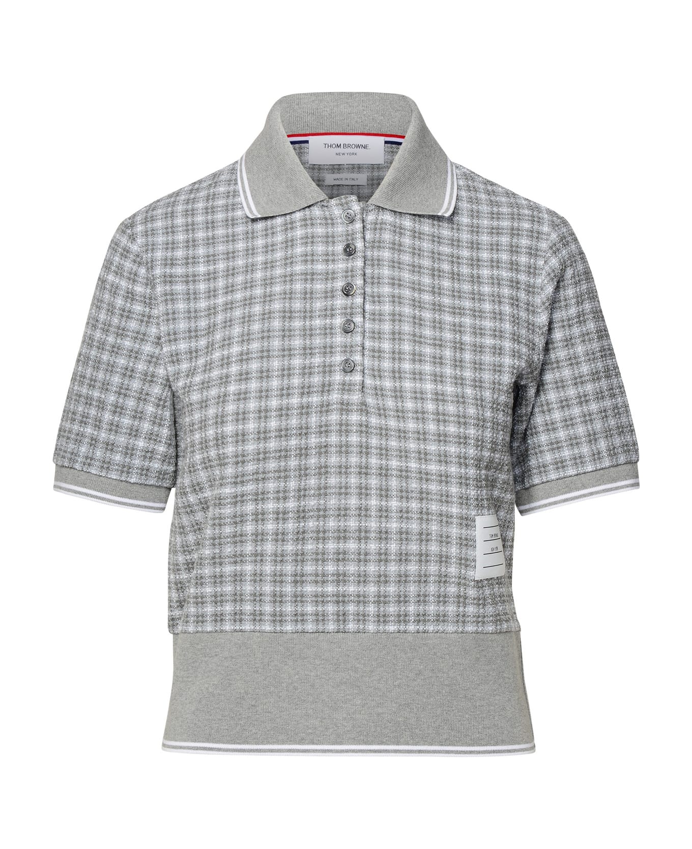 Thom Browne Grey Cotton Blend Polo Shirt - MED GREY