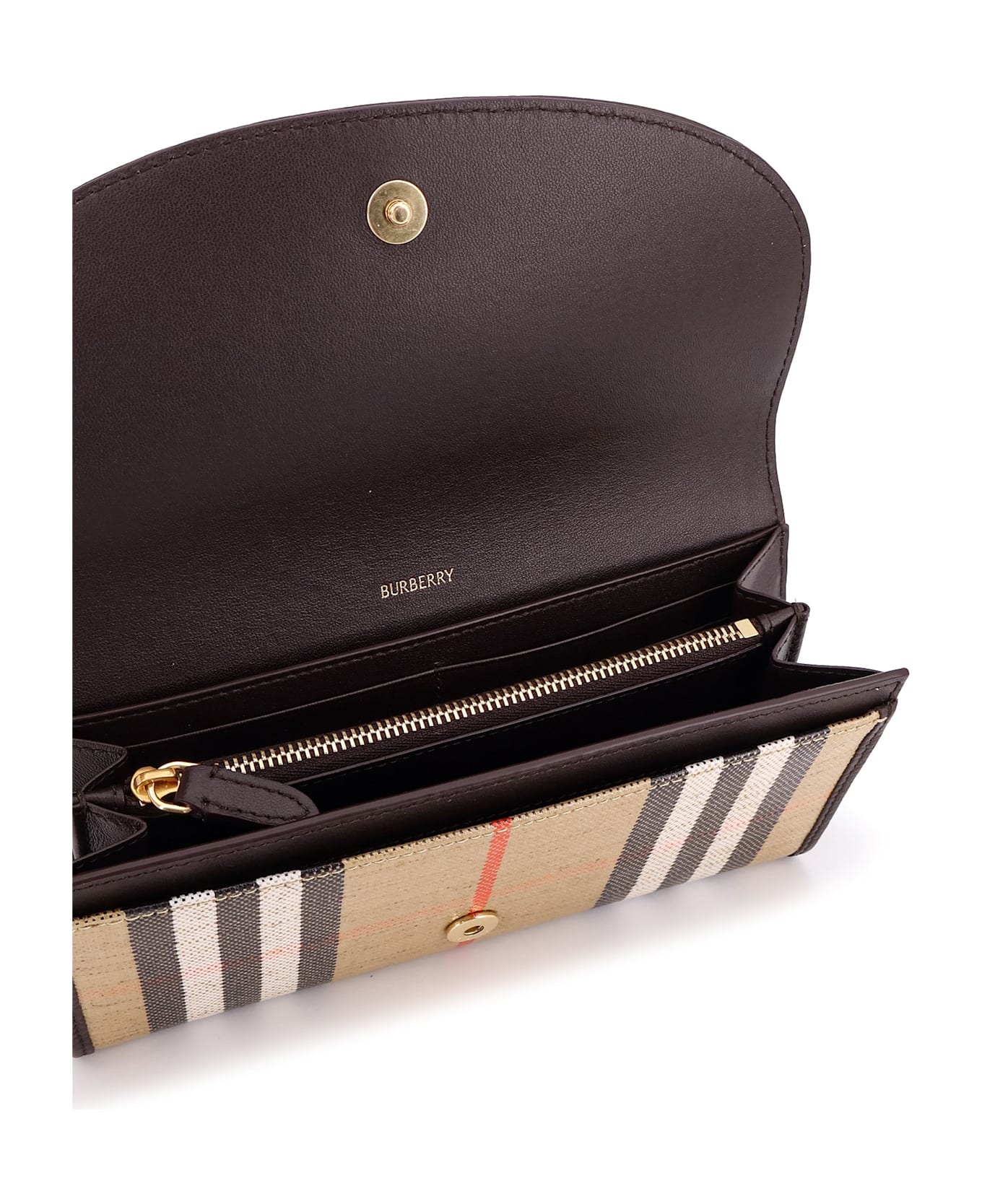 Burberry Coated Canvas Wallet With Burberry Check Motif - MULTICOLOUR