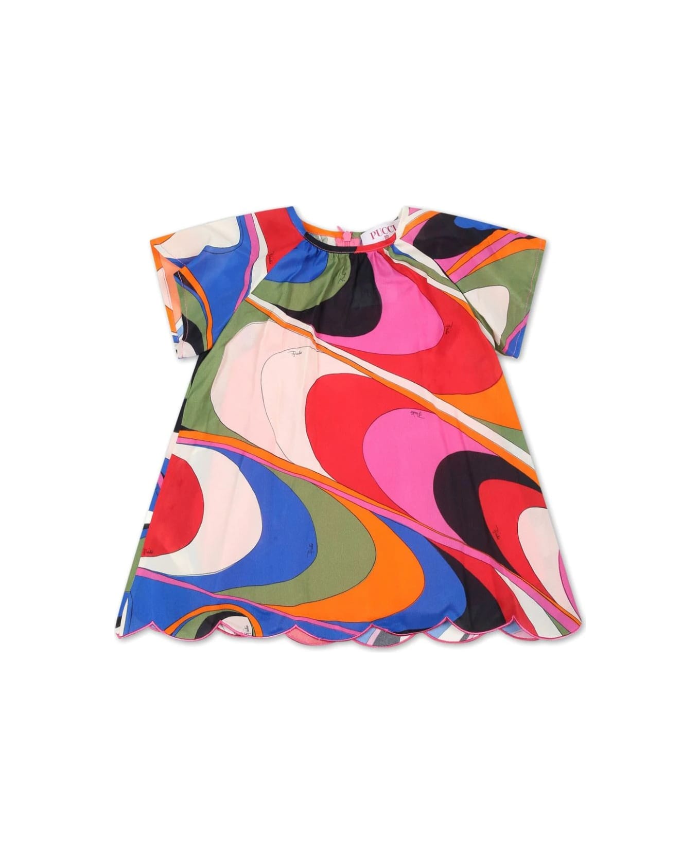 Pucci Short-sleeved Dress With Multicoloured Waves Print - Multicolour ボディスーツ＆セットアップ