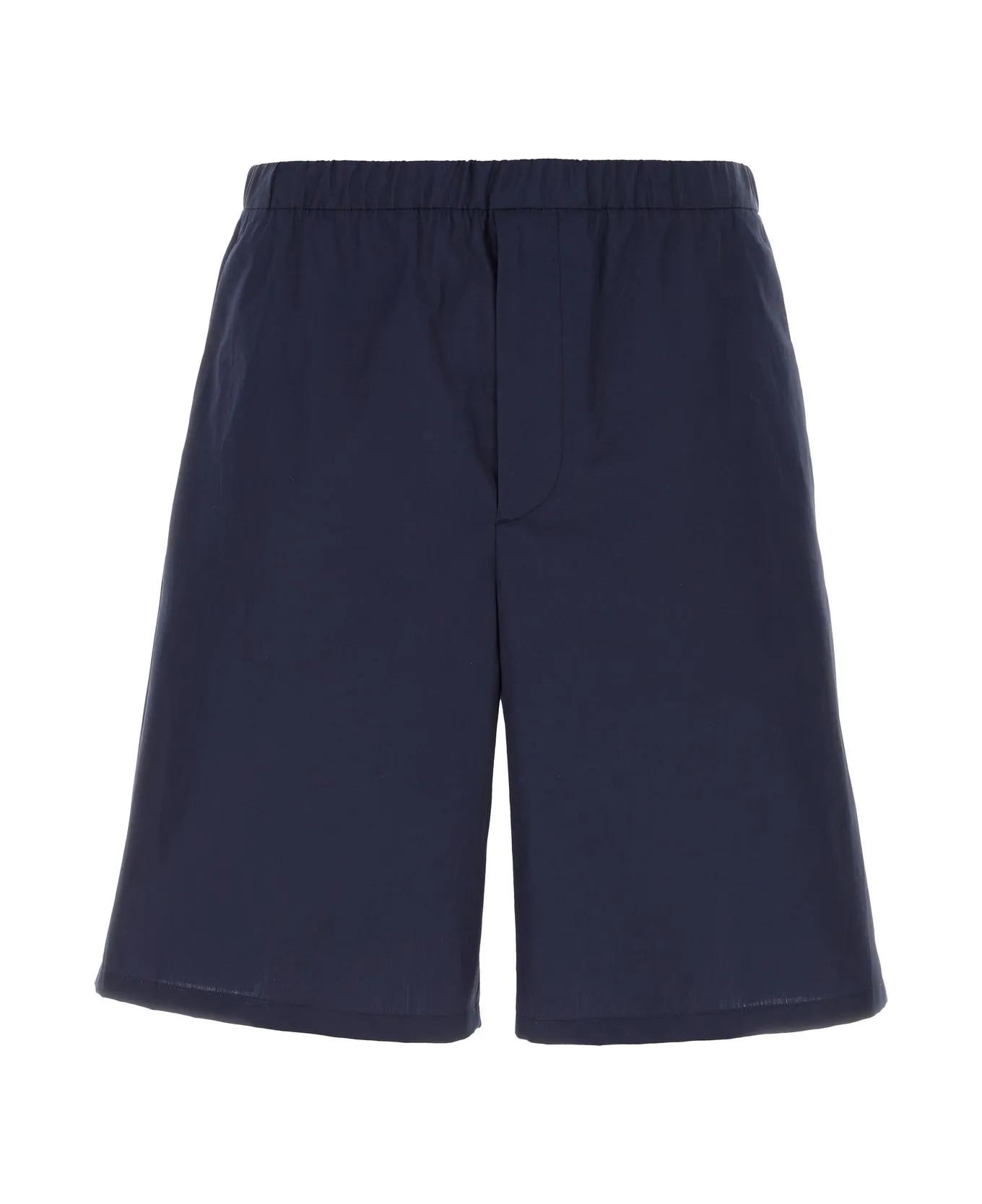 Prada Navy Blue Cotton Bermuda Shorts - Blu