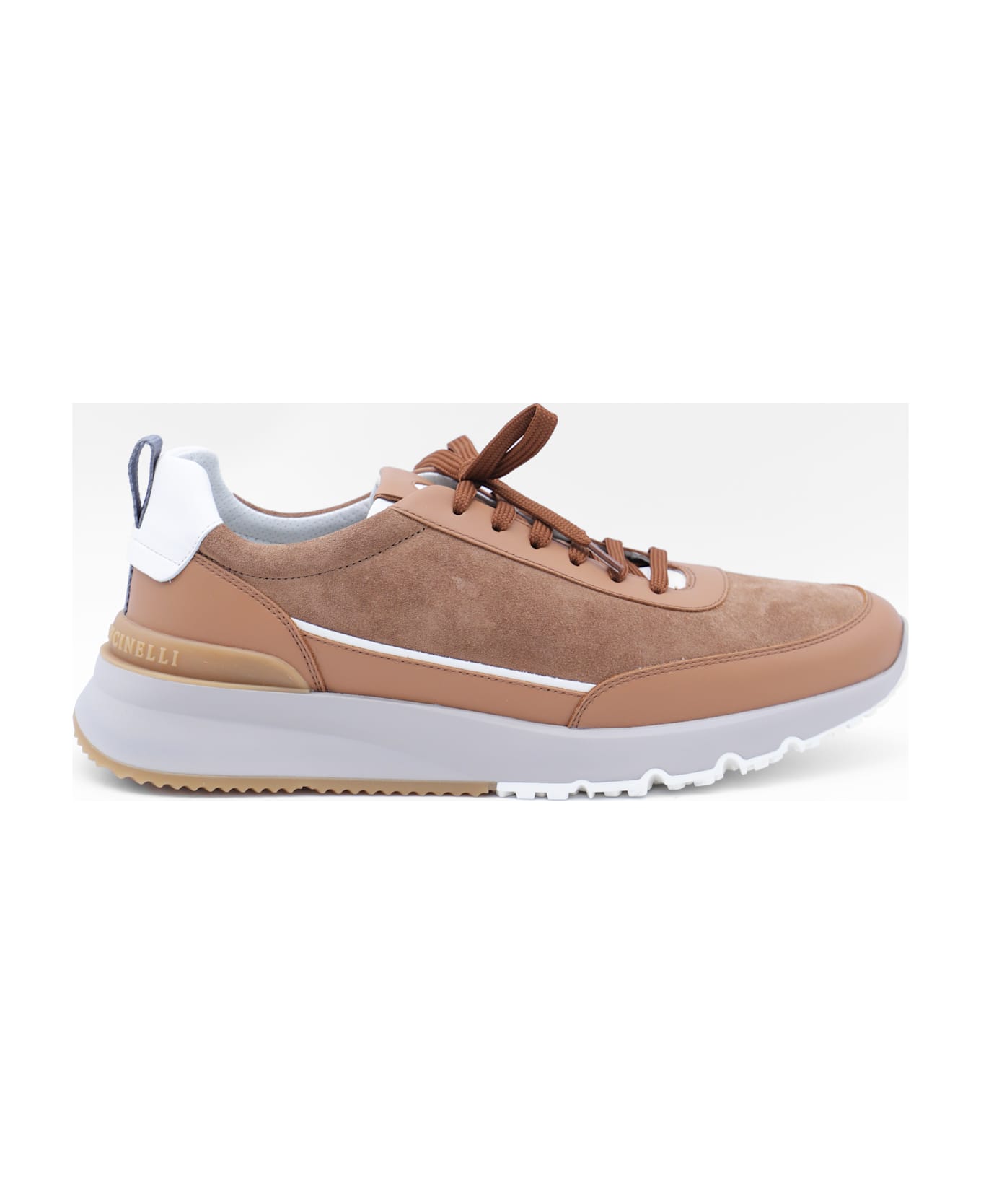 Brunello Cucinelli Brown Leather Sneakers - NUT