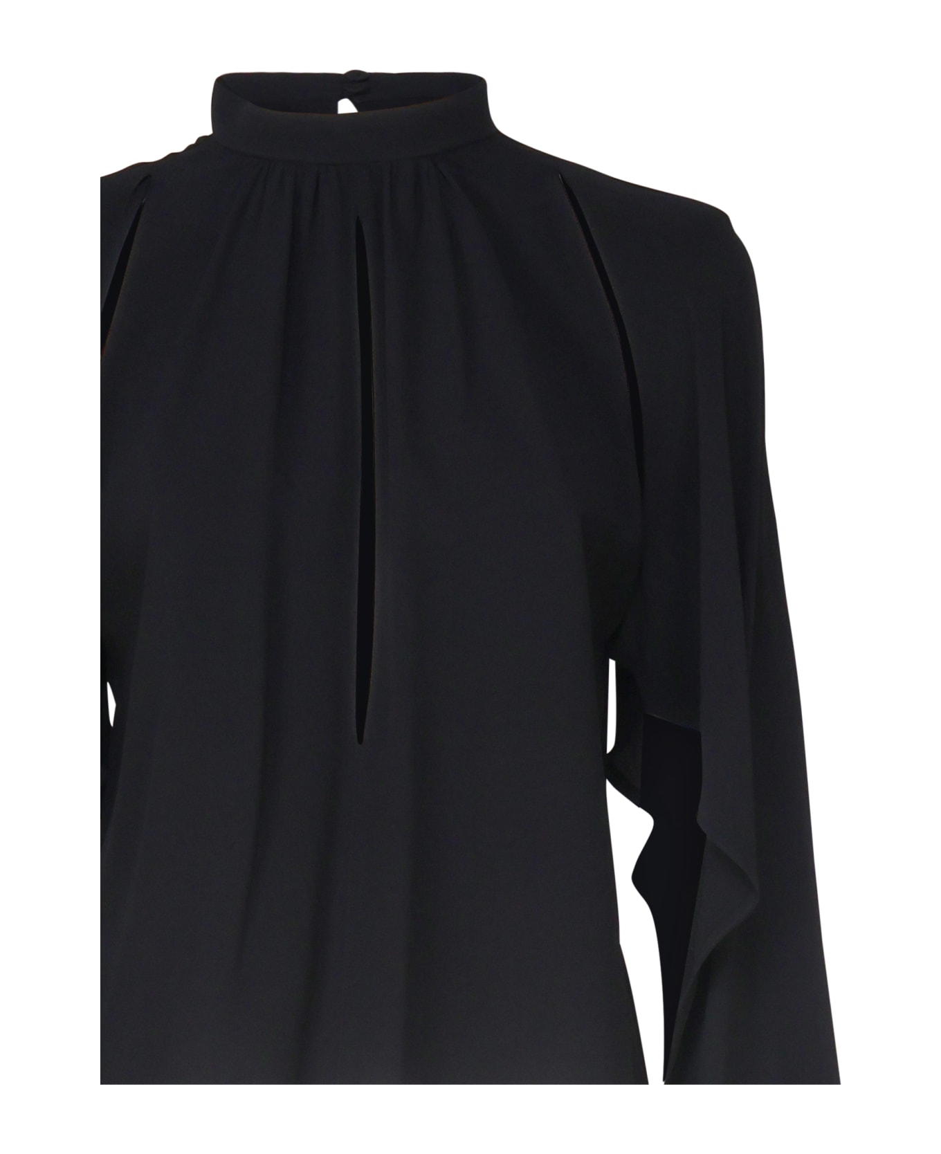 Pinko Flowing Blouse In Silk Blend - Black Limousine