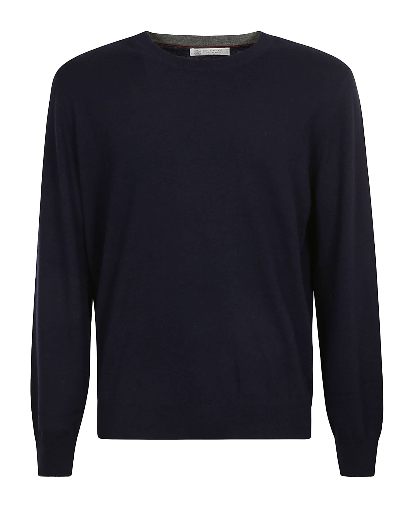 Brunello Cucinelli Plain Ribbed Sweater - Navy/Grey