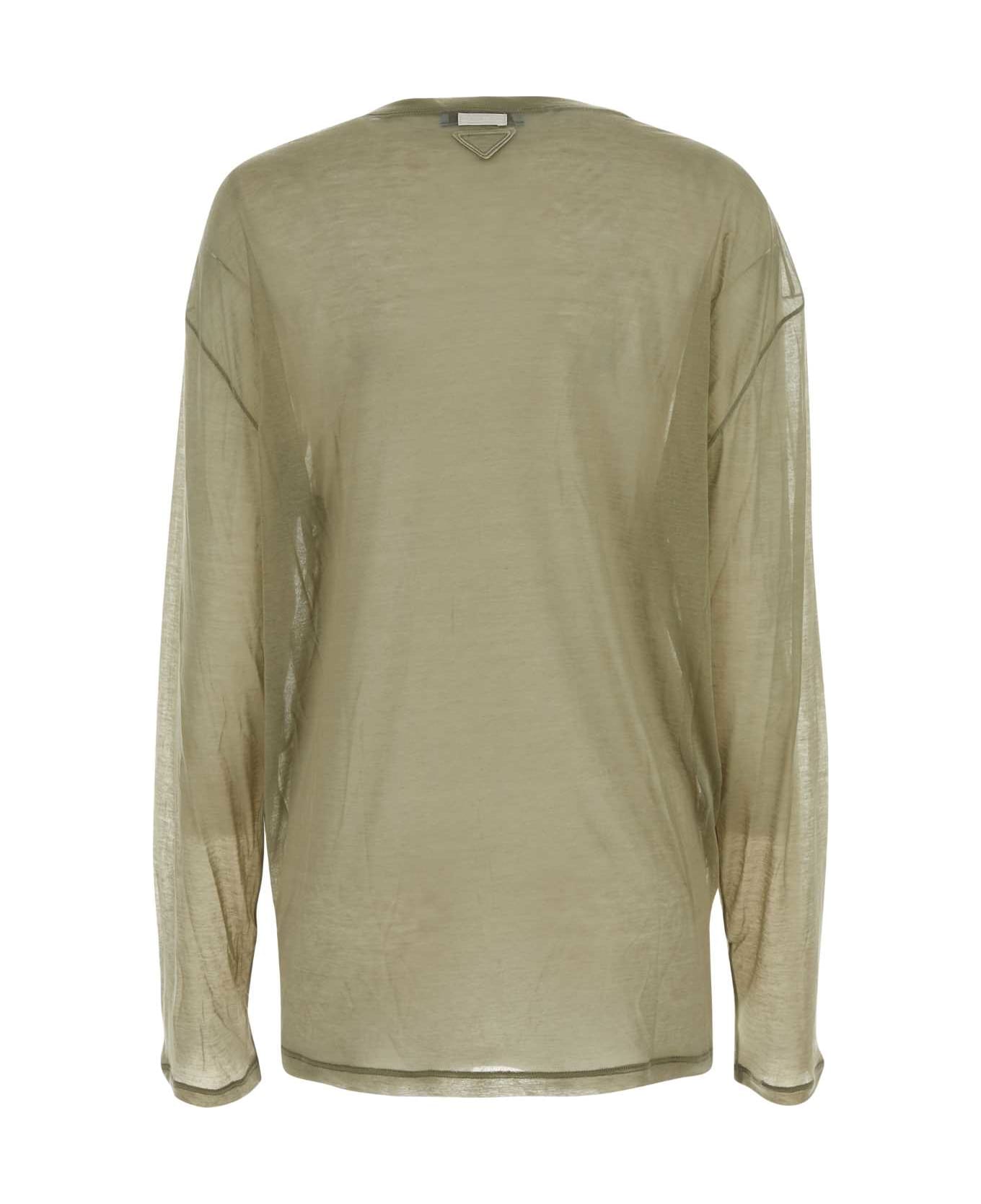 Prada Khaki Lyocell Blend Oversize T-shirt - OLIVA