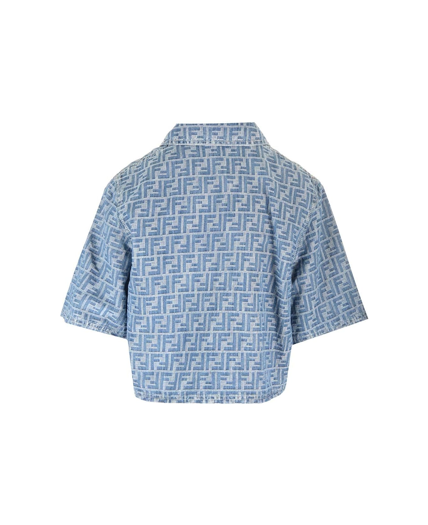 Fendi Chambray Cropped Shirt - Light blue