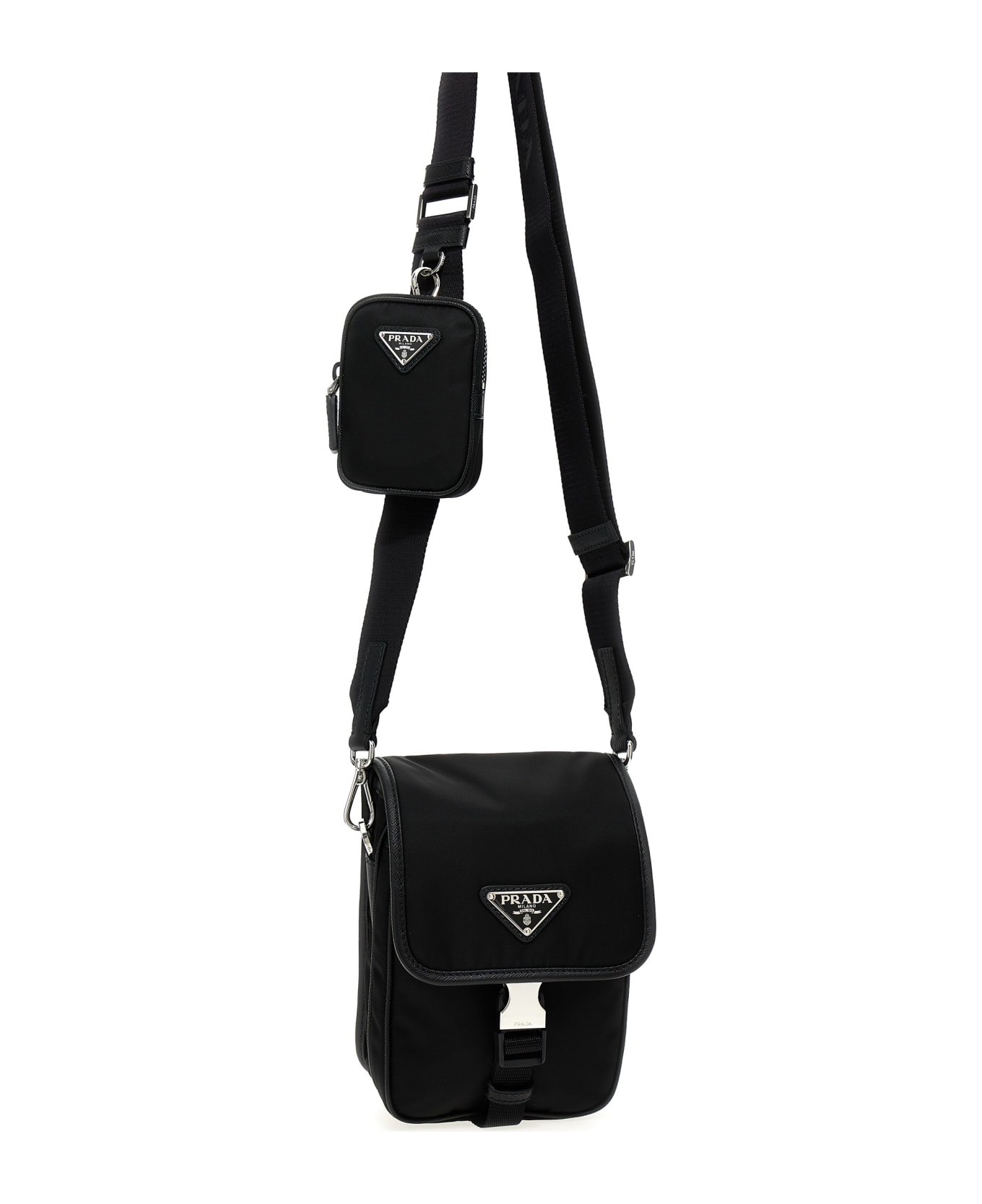 Prada Re-nylon Logo Crossbody Bag - Black