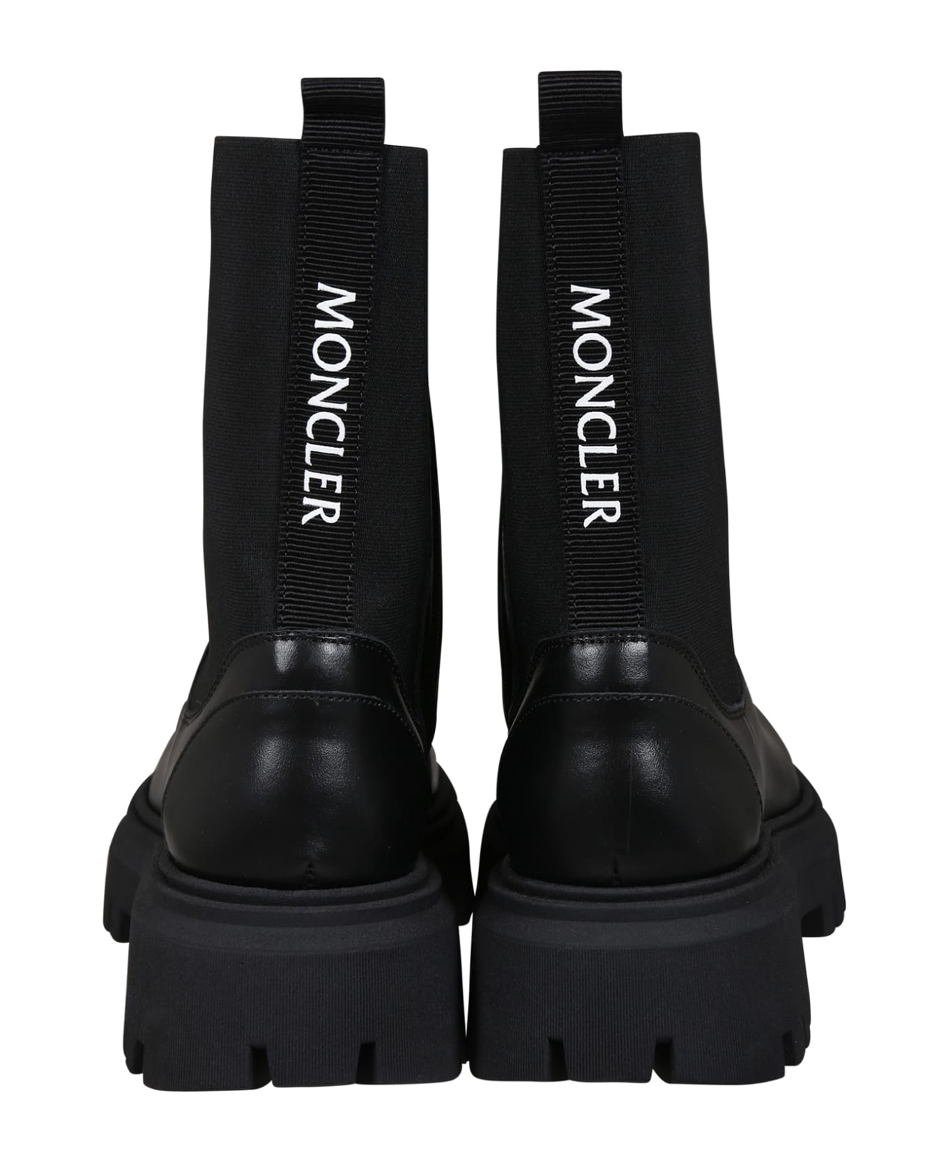 Moncler Black Boots For Girl With Logo - Black