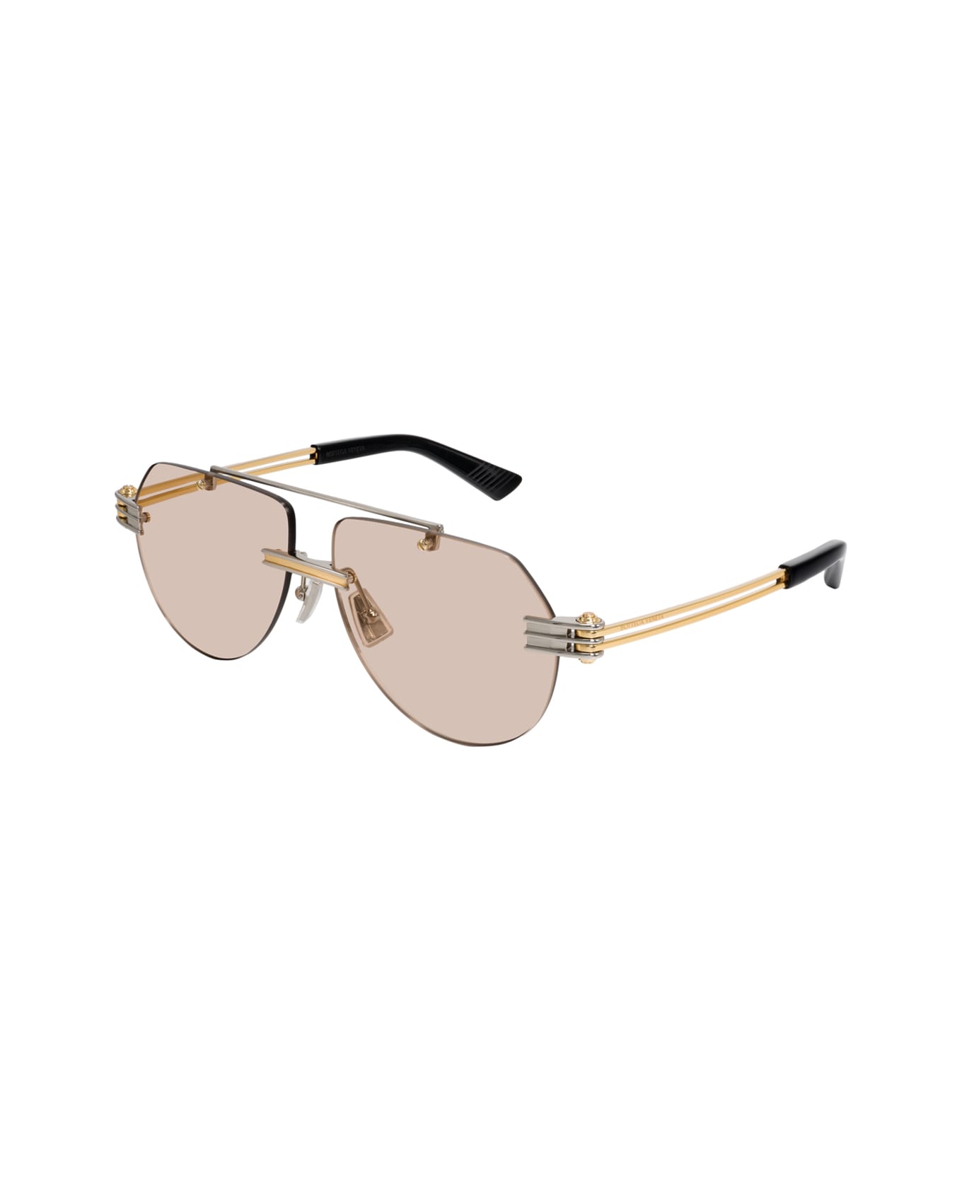 Bottega Veneta Eyewear Bottega Veneta Bv1342s Linea Unapologetic 002 Silver Gold Brown Sunglasses - Oro