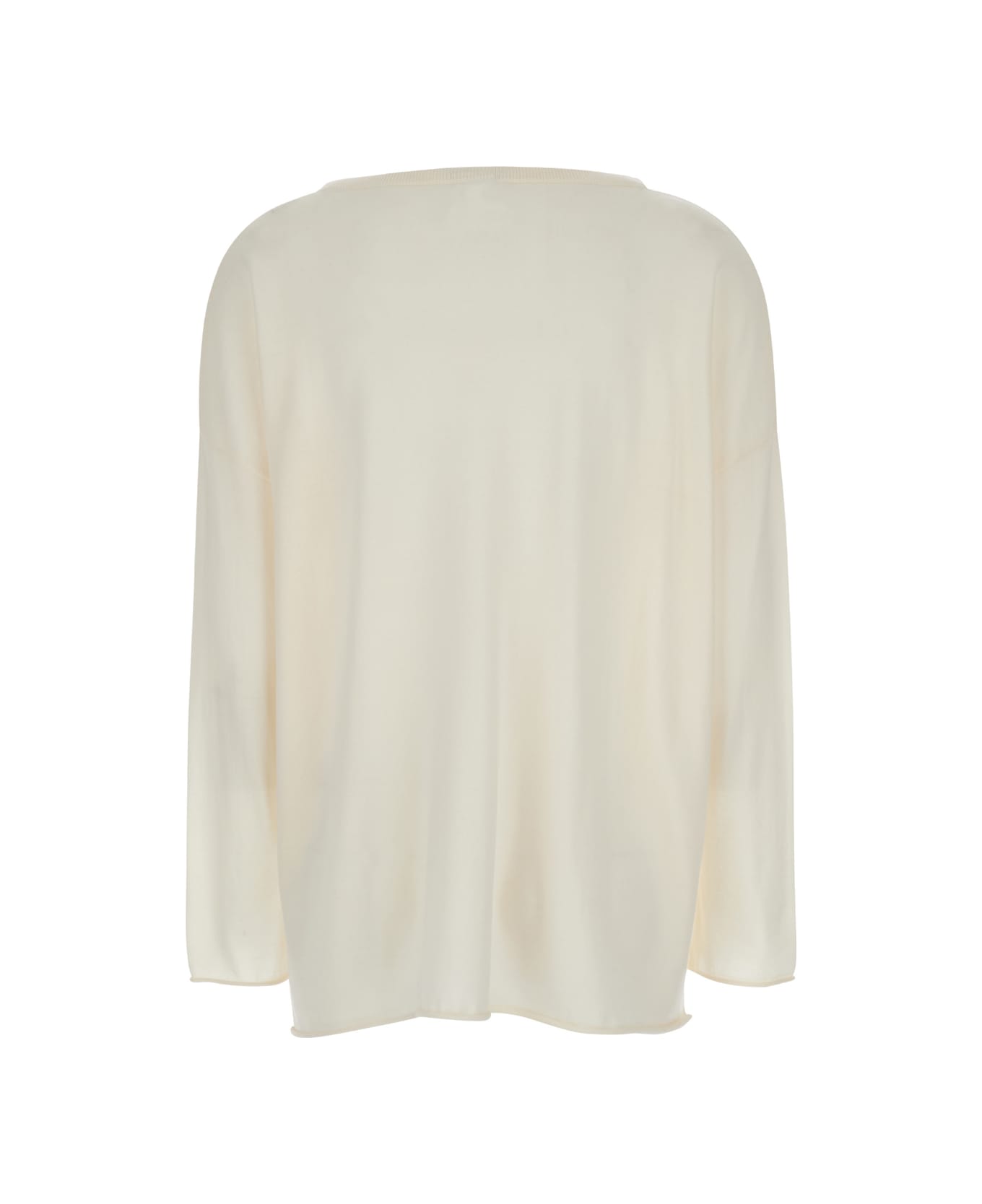 Allude Cream Pullover With Boart Neckline In Wool Woman - White