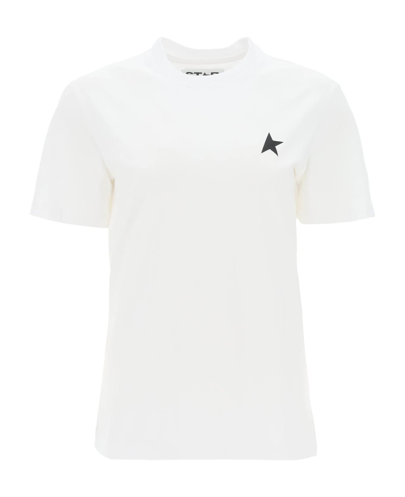 Golden Goose Regular T-shirt With Star Logo - OPTIC WHITE BLACK (Black) Tシャツ
