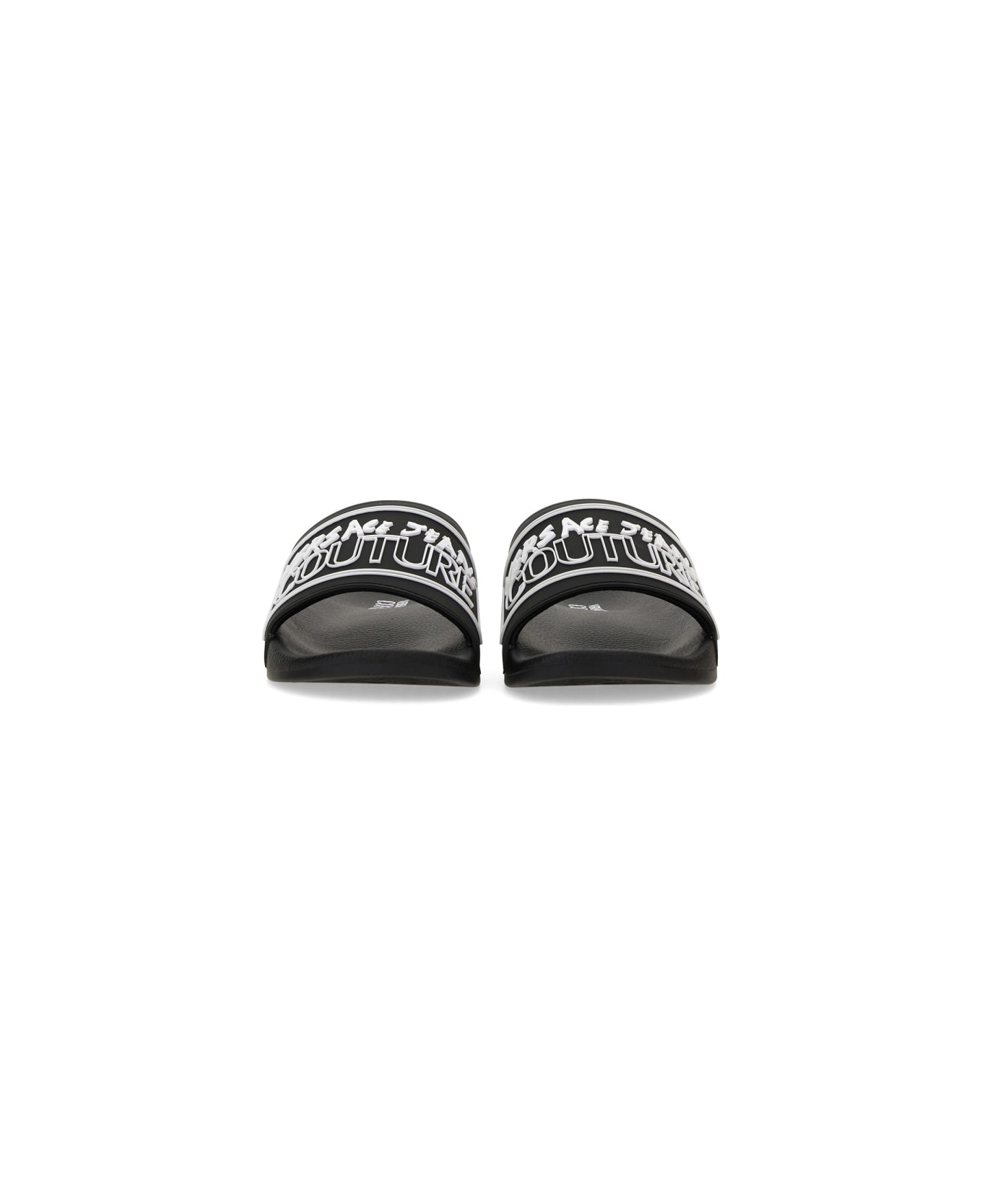 Versace Jeans Couture Slide Sandal With Logo - Black