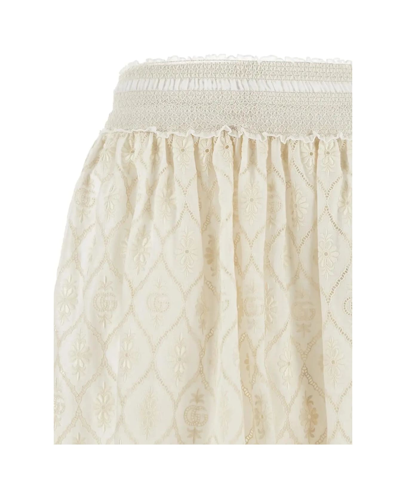 Gucci Double G Flower Lace Skirt - White