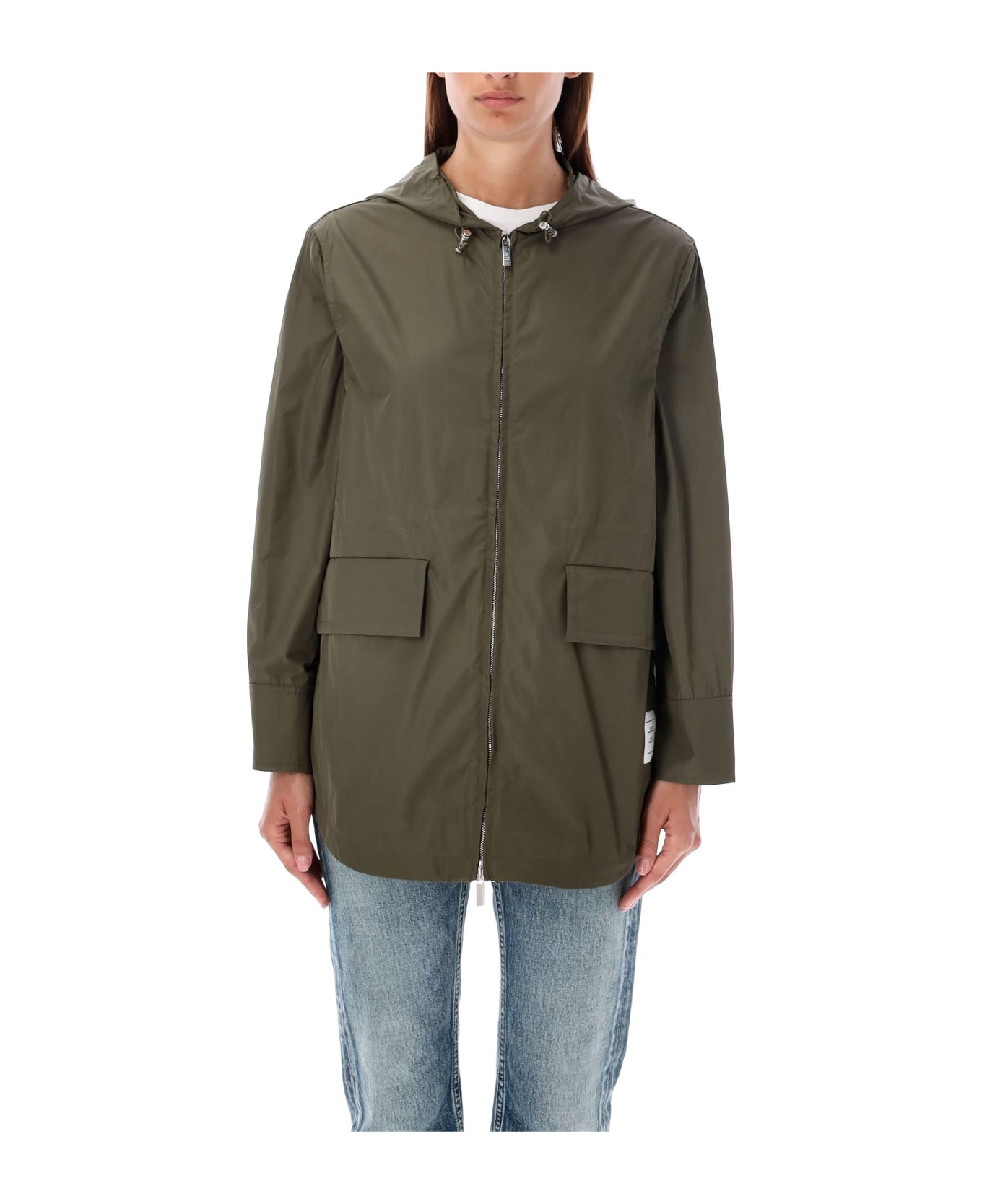 Thom Browne Hooded Shirt Hem Parka - DK GREEN