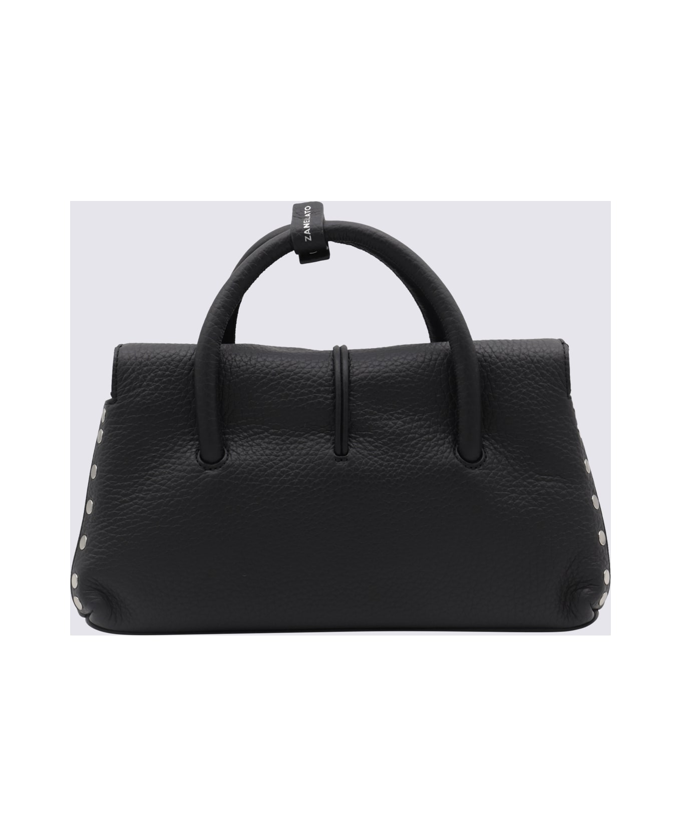 Zanellato Black Leather Dotta Top Handle Bag - Black