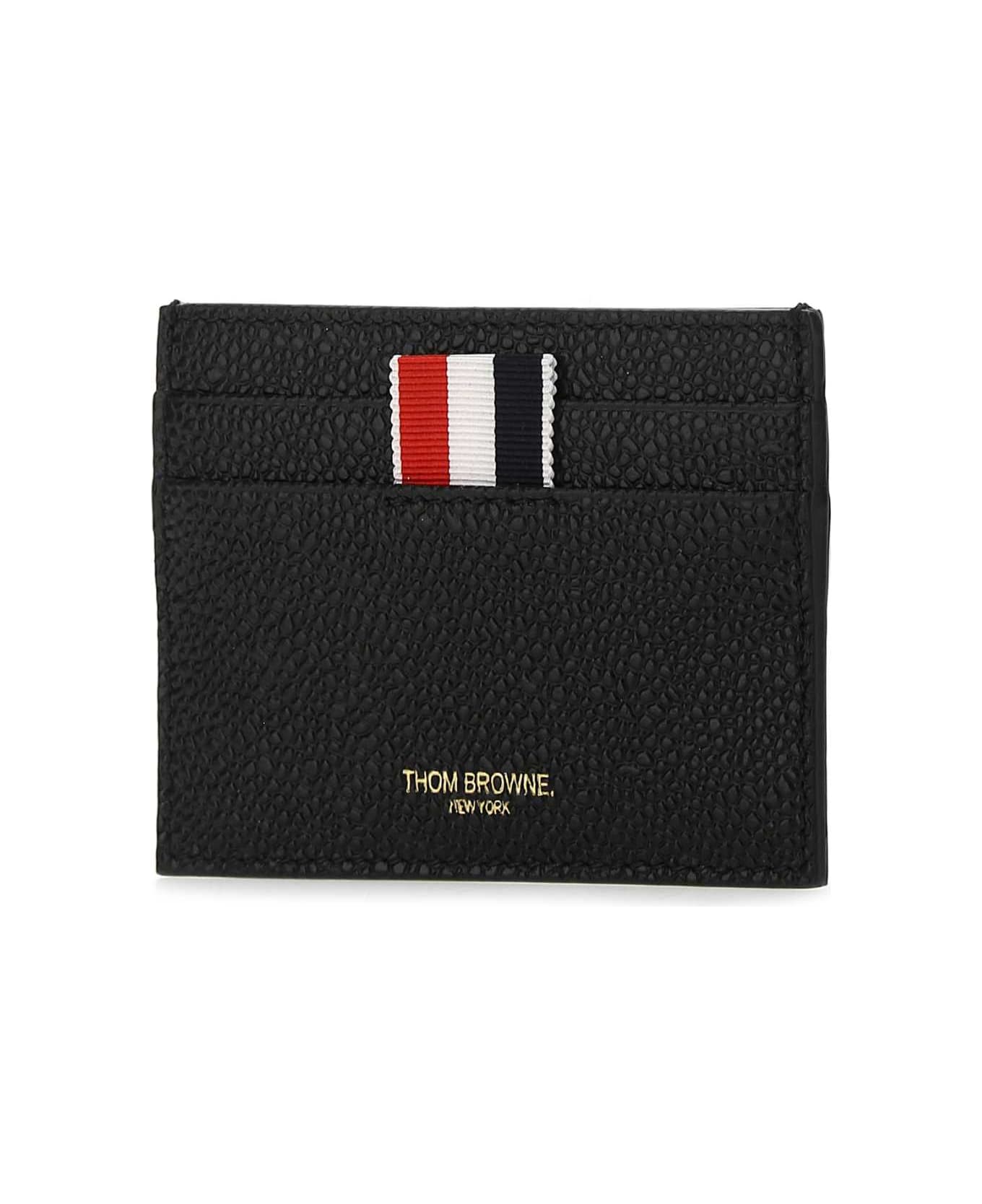 Thom Browne Black Leather Card Holder - 1