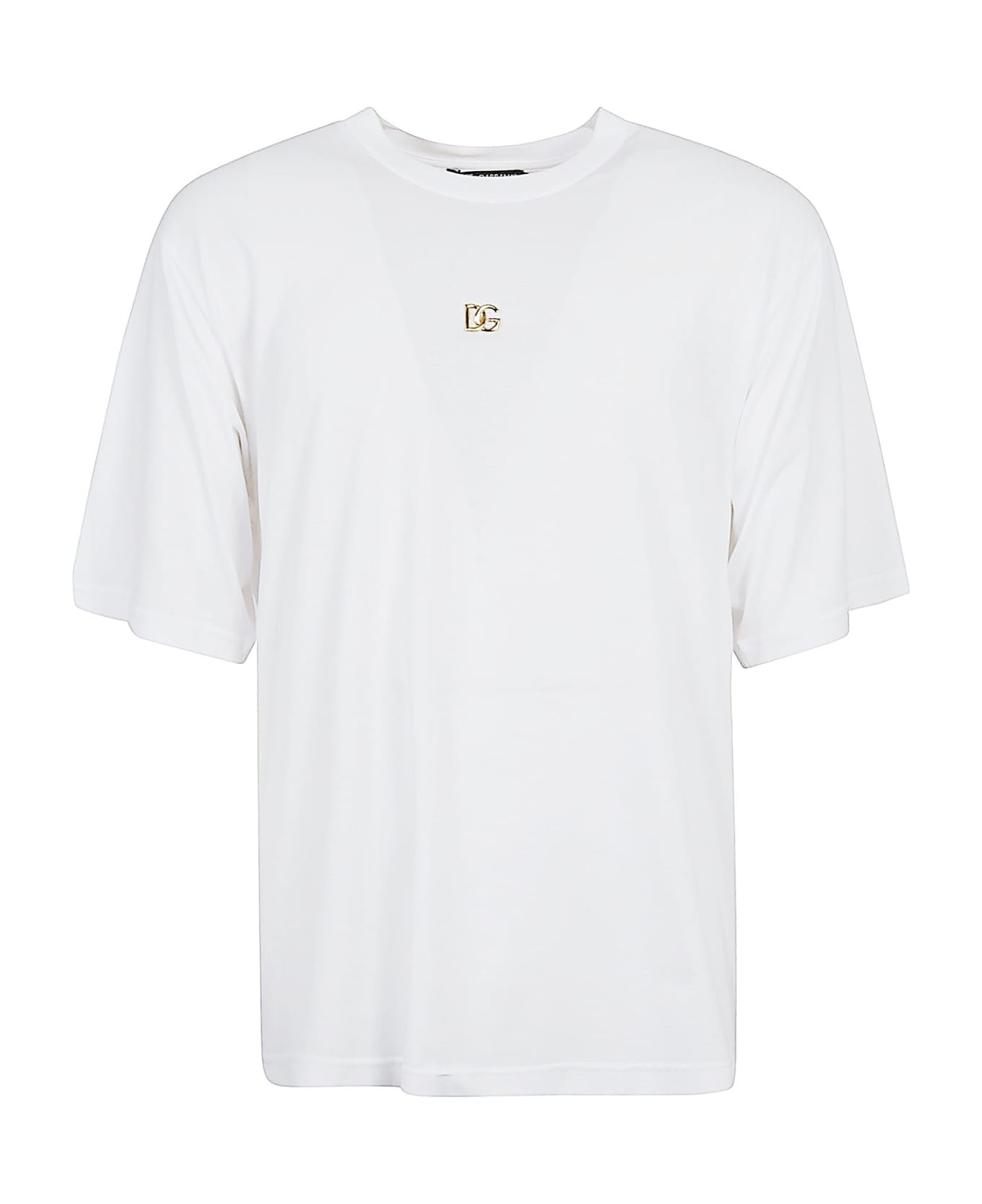 Dolce & Gabbana Metal Logo Plaque T-shirt - White Ottico