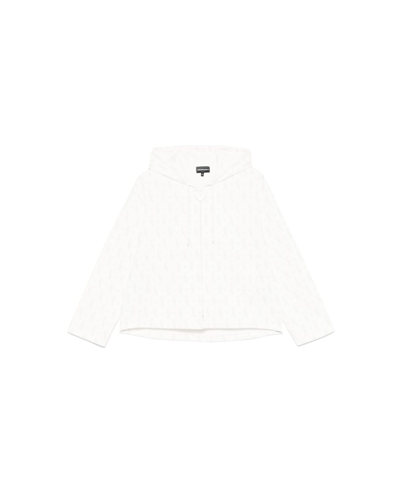 Emporio Armani Allover Logo Hoodie - White