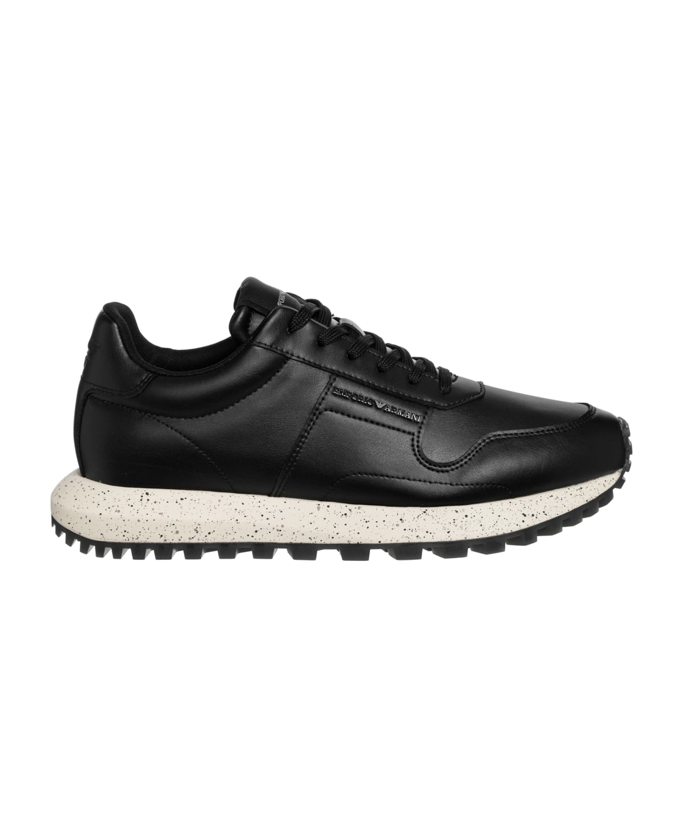 Emporio Armani Leather Sneakers - black