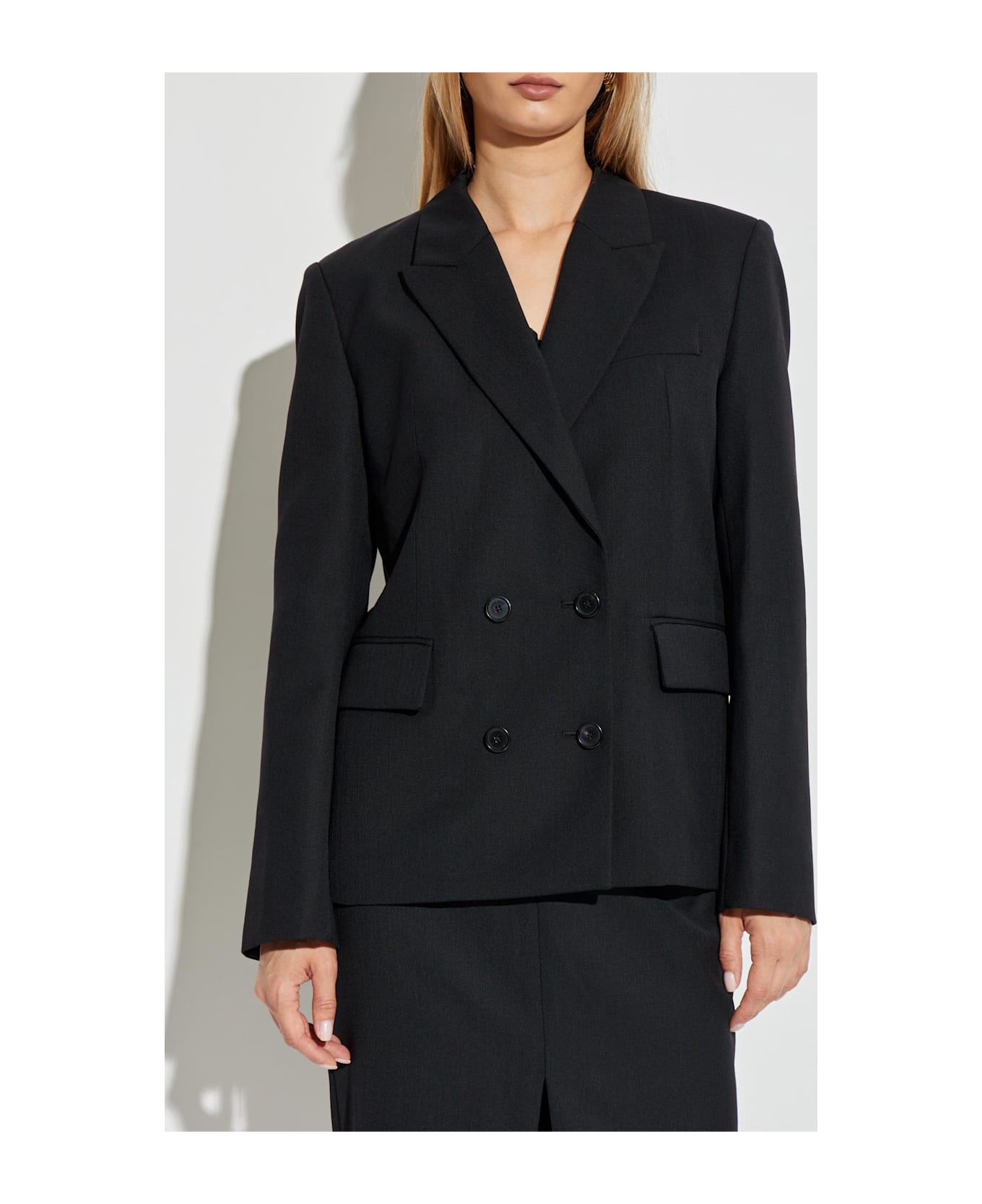 Anine Bing Double-breasted Blazer - BLACK