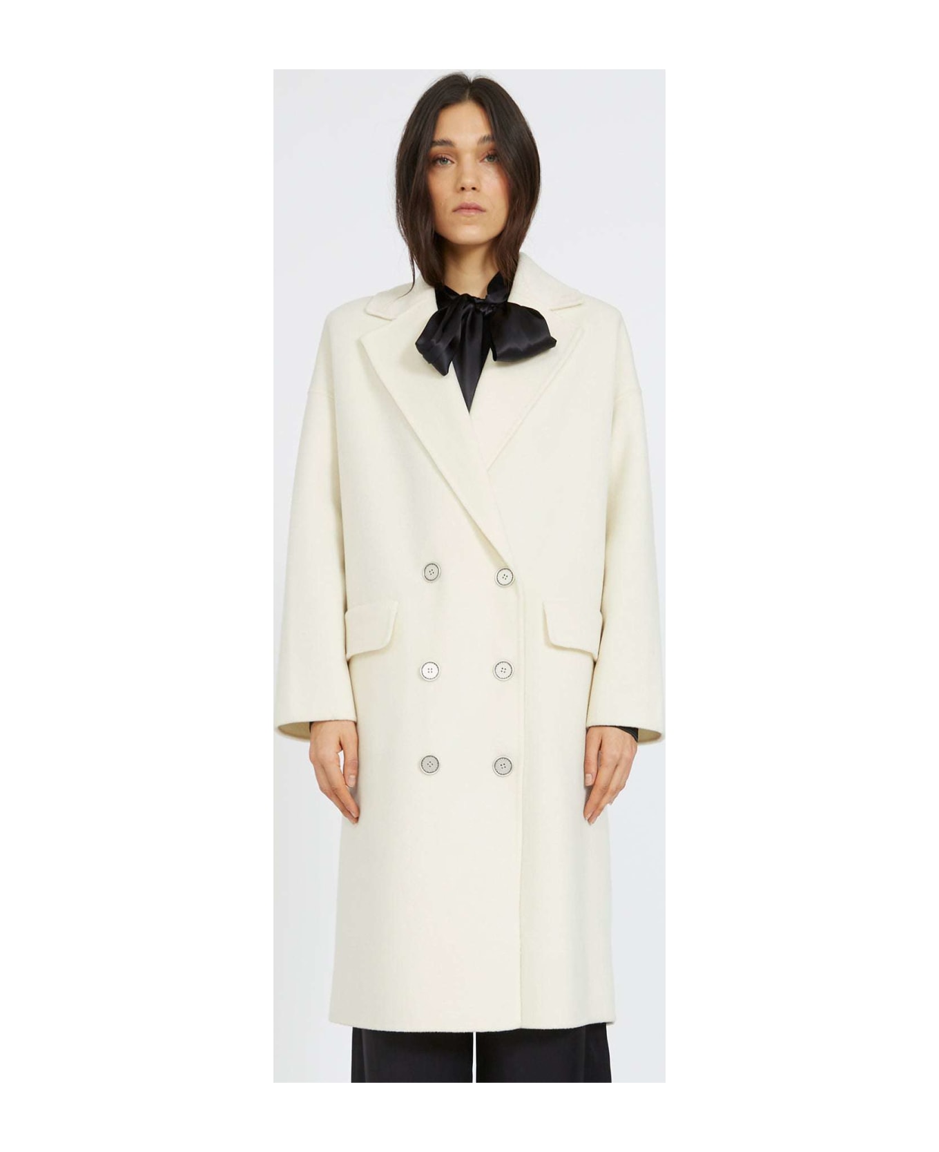 John Richmond Double-breasted Coat With Print On The Back - Bianco コート