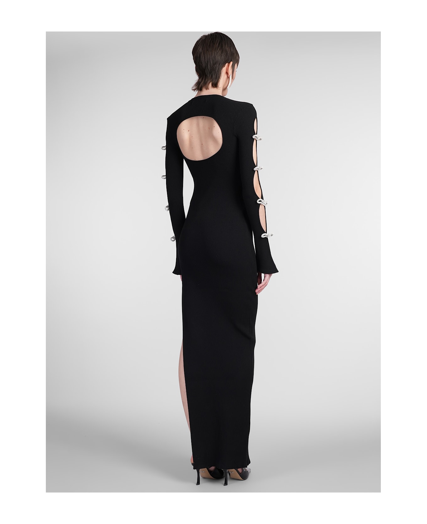 Mach & Mach Long Dress In Black Cotton - black