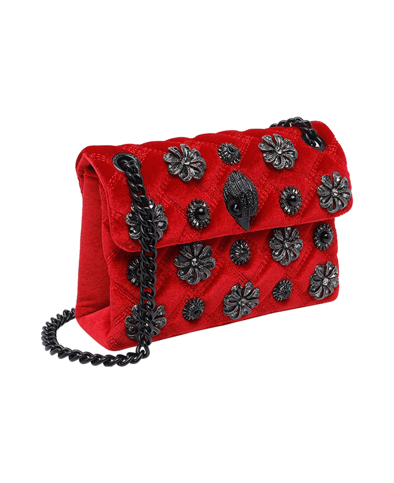 Kurt Geiger Mini Kensington Velvet Crossbody Bag - Red