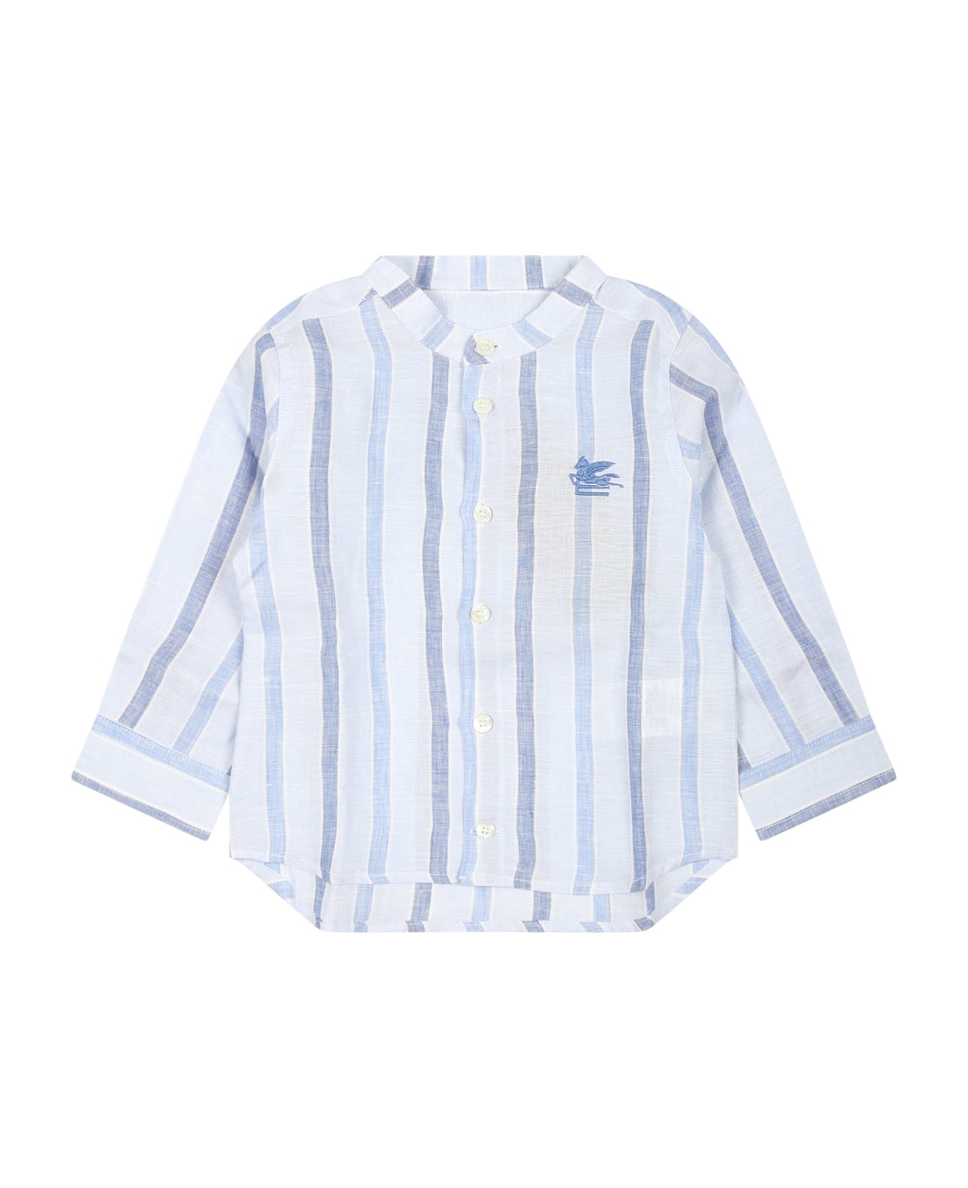 Etro Light Blue Shirt For Baby Boy With Logo - Light Blue