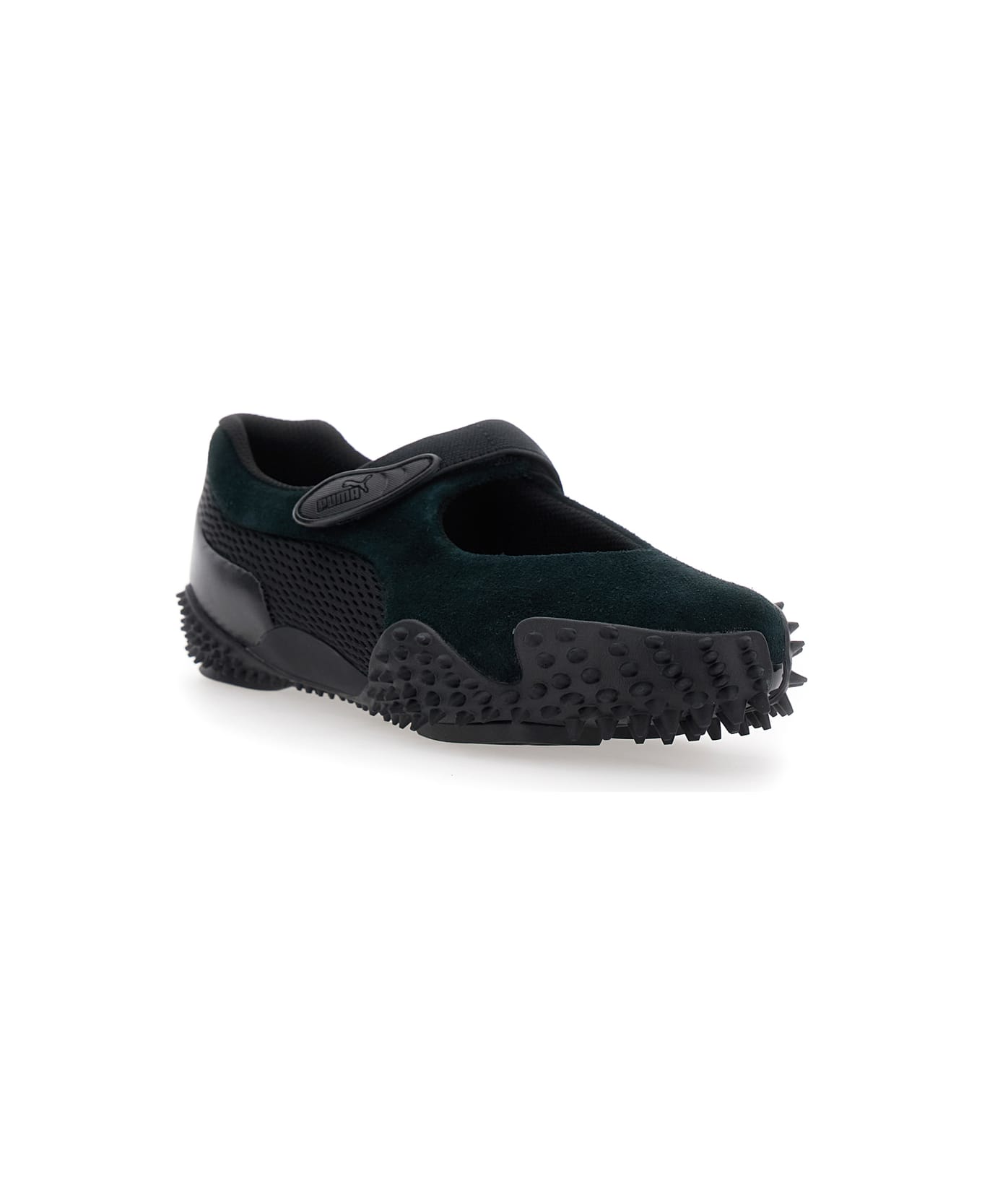 Puma 'mostro Fey' Black Sneakers With Touch-strap Closure And Rubber Sole With Cleats In Suede And Mesh Man - Black