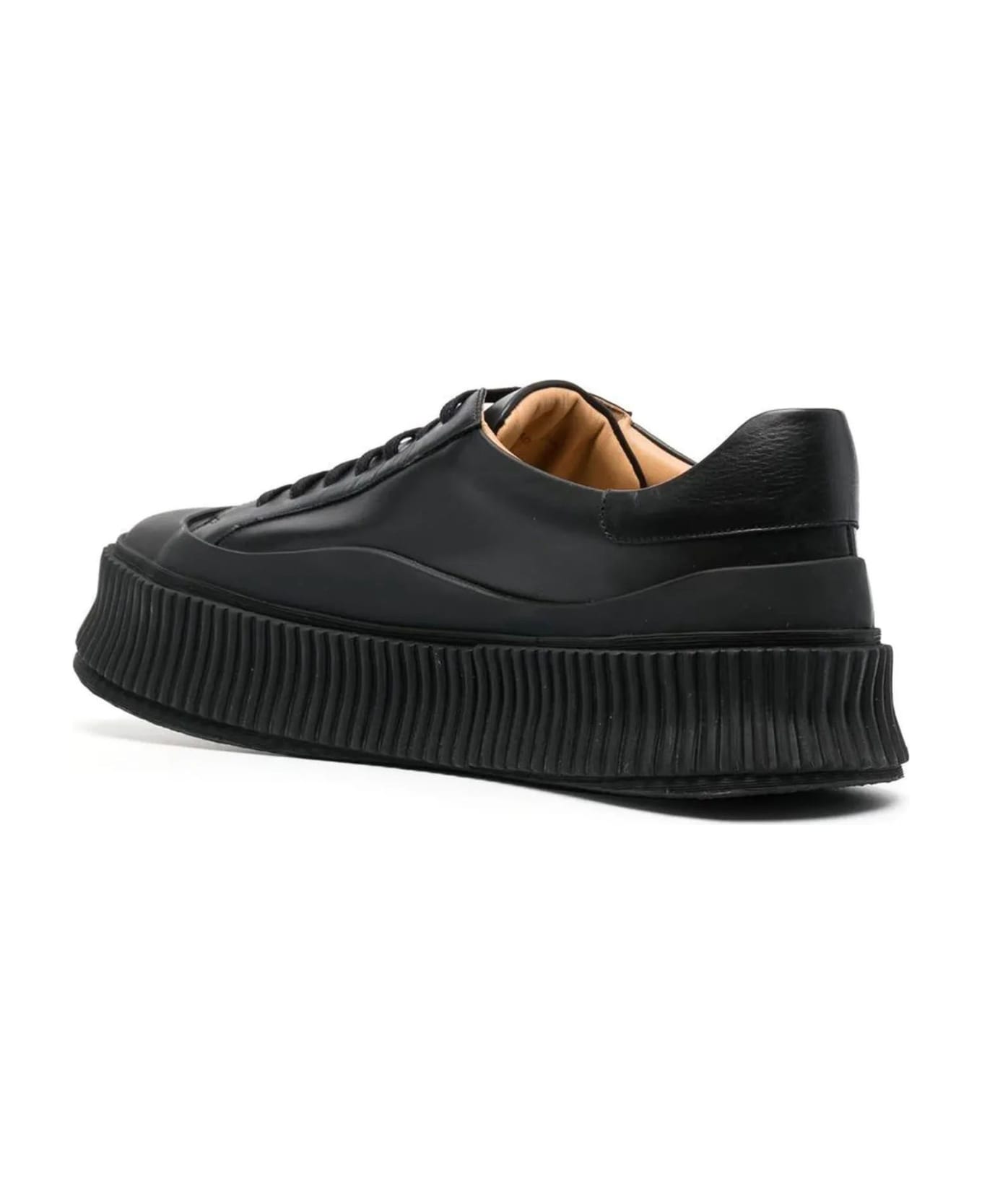 Jil Sander Black Leather Sneakers - Green